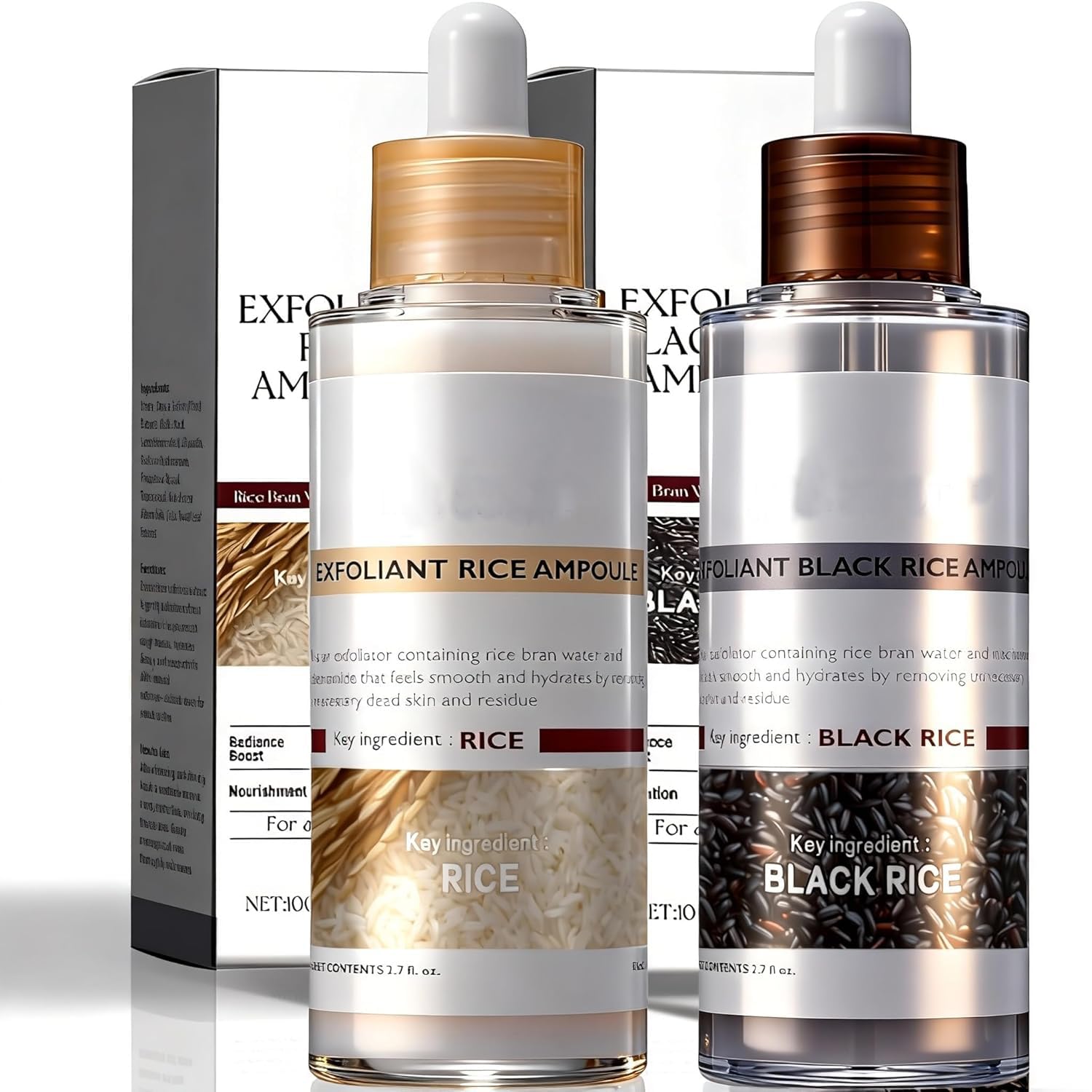 THESHYING ampoule riz-peel-shot-glow — bouteille montrant l'hydratation rapide