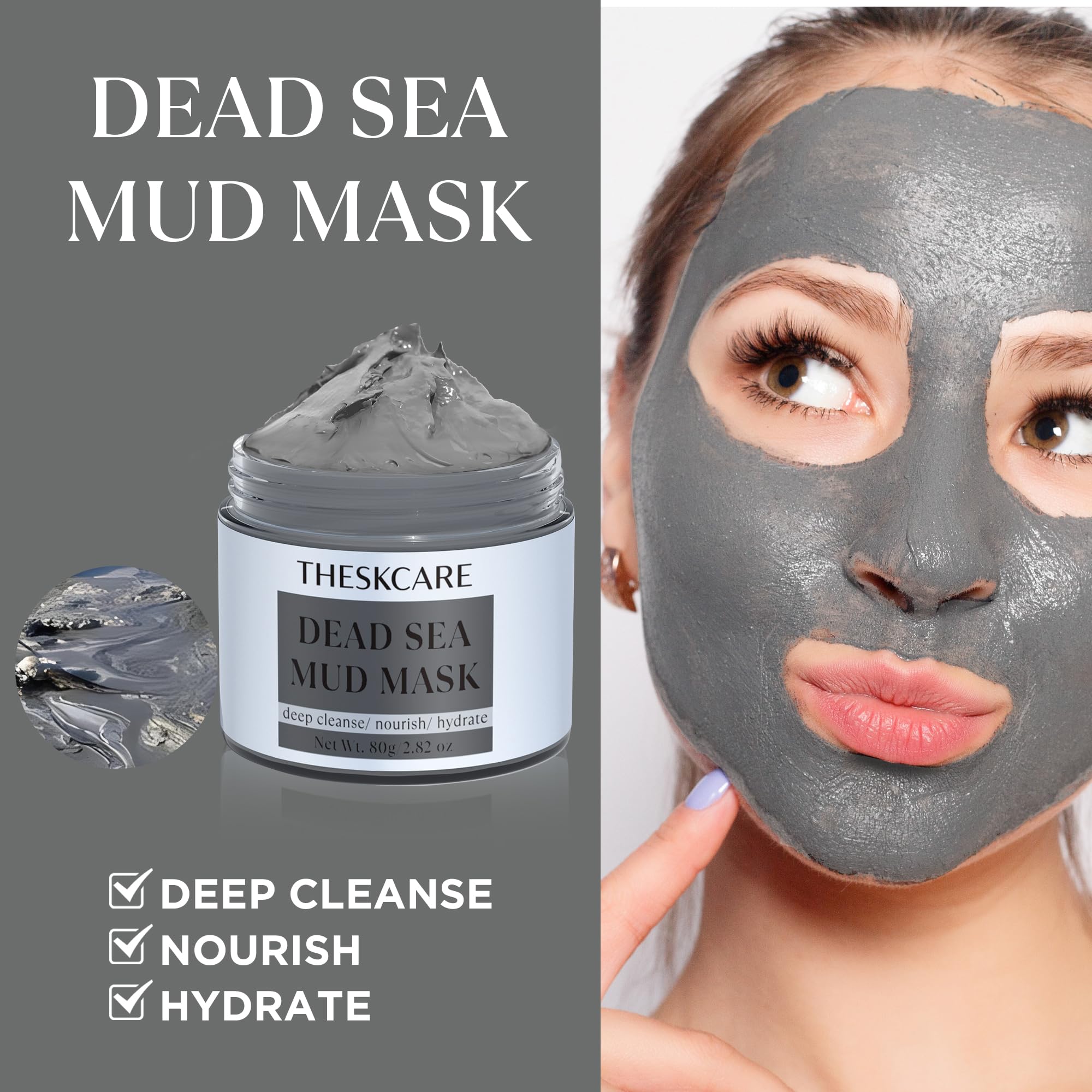 THESKCARE ensemble masque argile trio — trois soins en un pour peau nette.