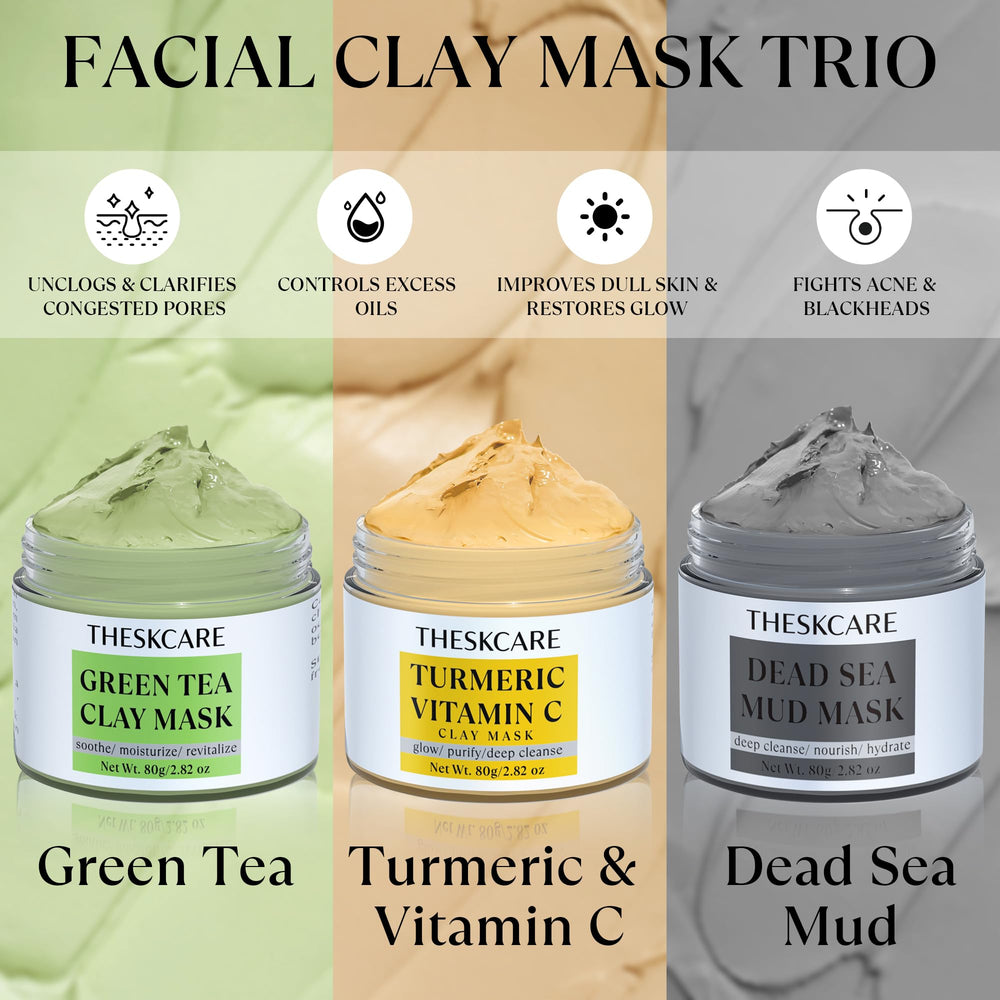 THESKCARE masque argile thé vert — purifie et apaise la peau.
