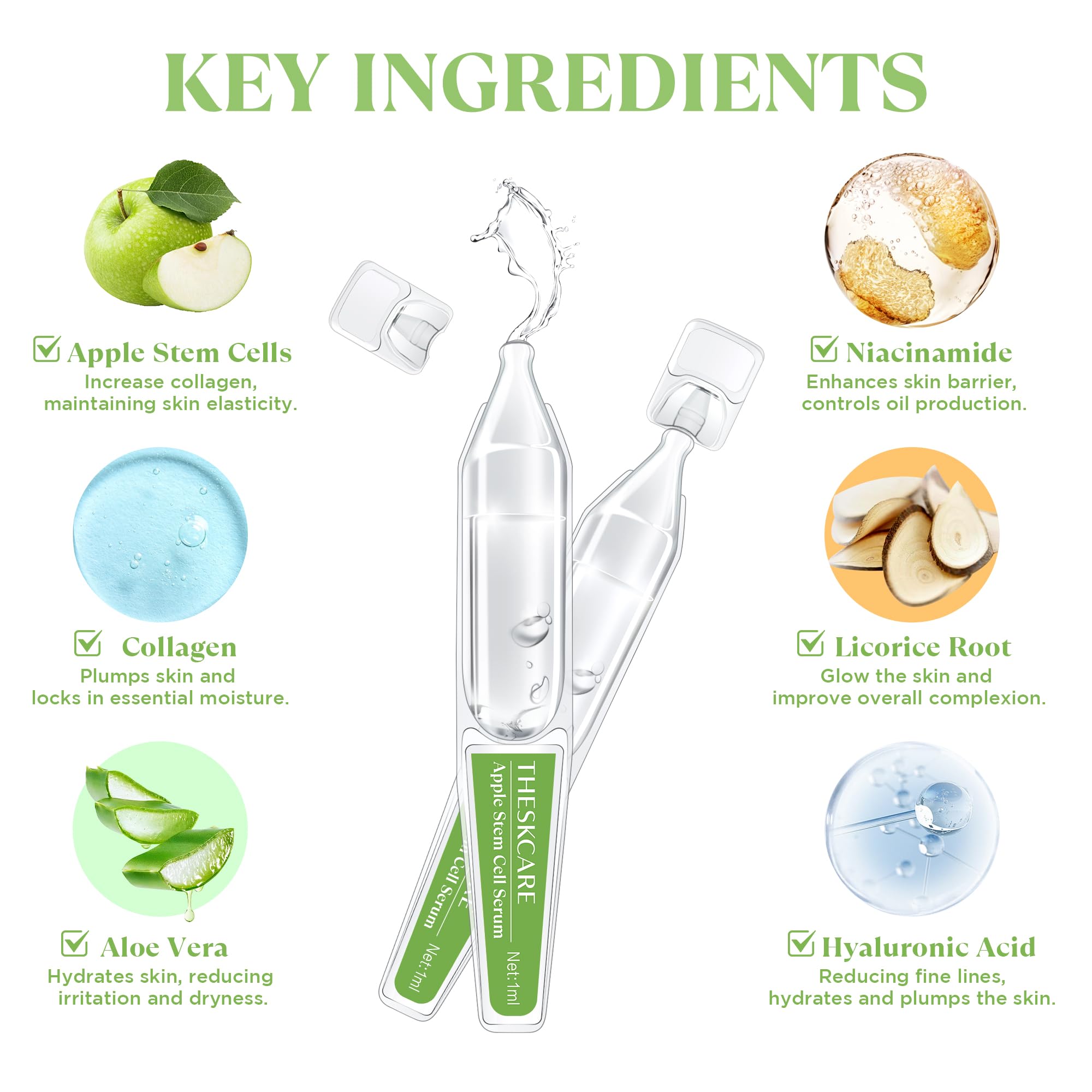 THESKCARE sérum ampoule pomme hyaluronique : hydratation durable et éclat du teint
