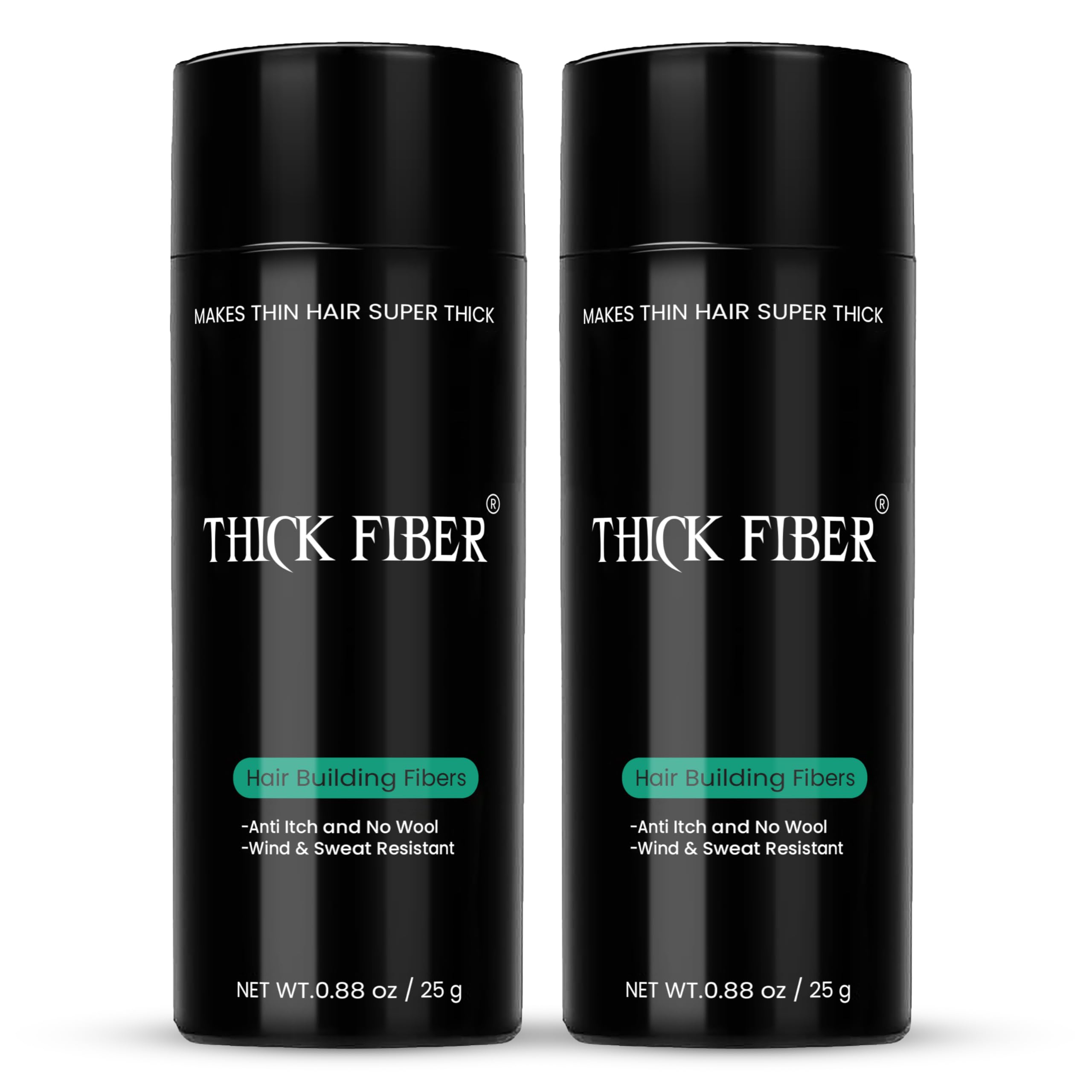 THICK FIBER: bouteille 25 g brun foncé, pack 2 pour cheveux clairsemés.