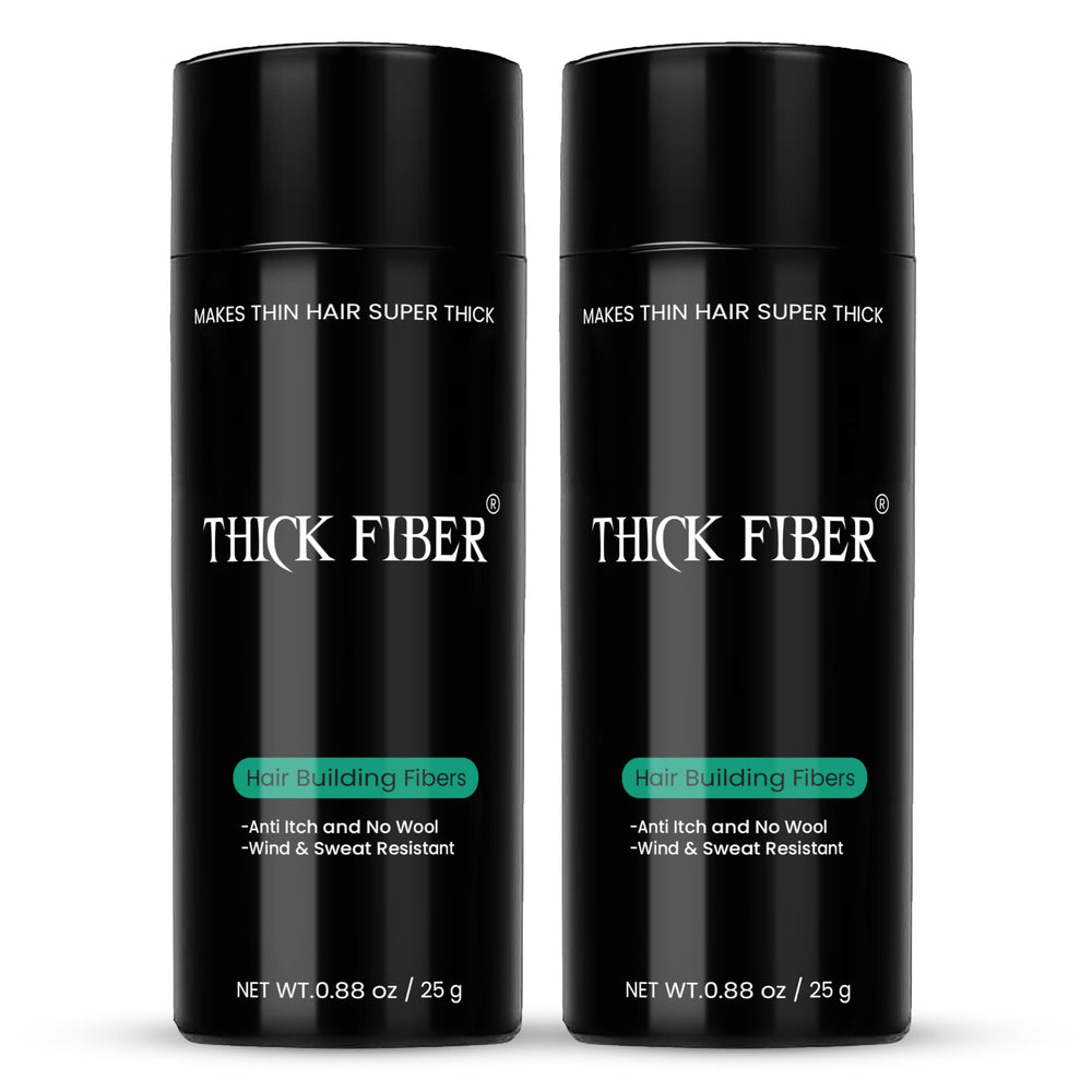THICK FIBER: bouteille 25 g brun foncé, pack 2 pour cheveux clairsemés.