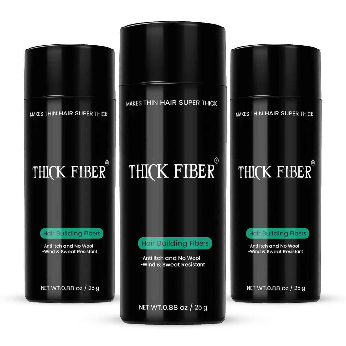 Thick Fiber – Bouteille noire 25 g vue avant, rendu naturel.