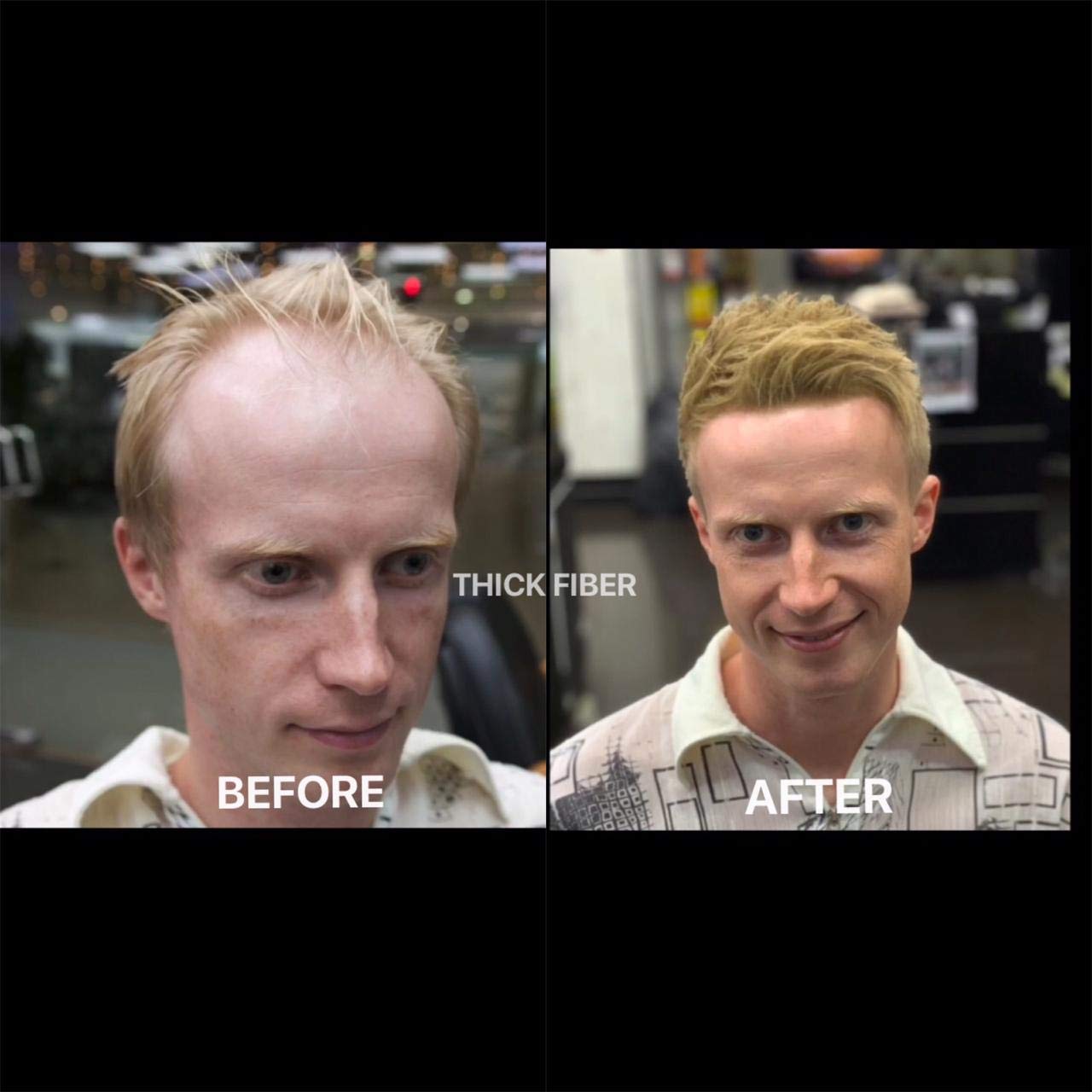 Natural thick look achieved with Thick Fiber after styling.