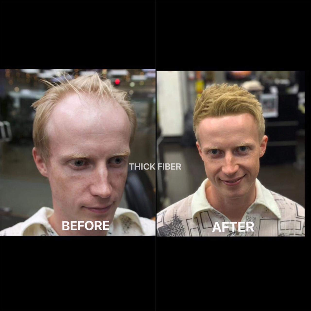 Natural thick look achieved with Thick Fiber after styling.