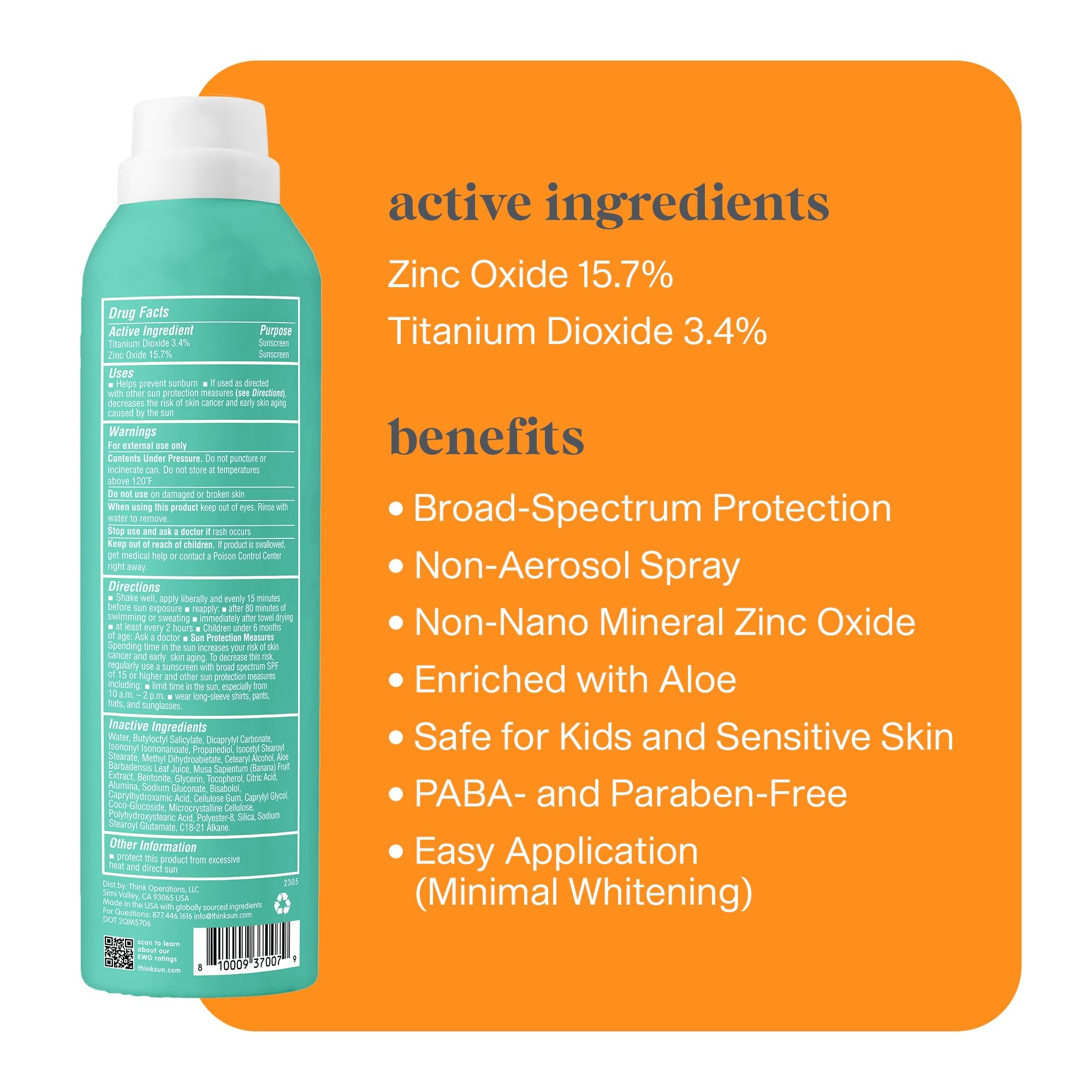 Flacon spray Thinksport 6oz pour enfant, pratique lors des sorties.