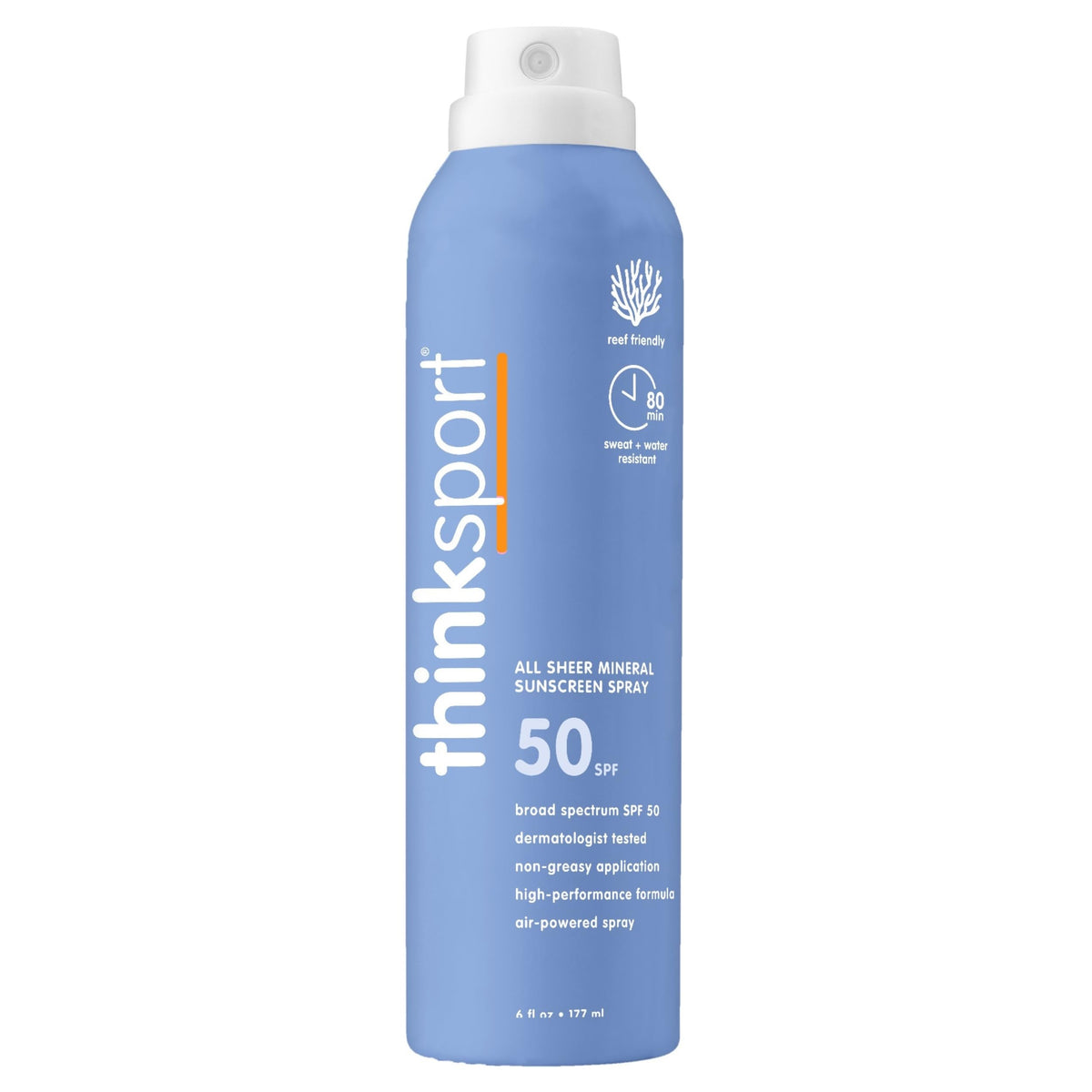 Thinksport flacon spray SPF50 écran total pour une protection en extérieur.