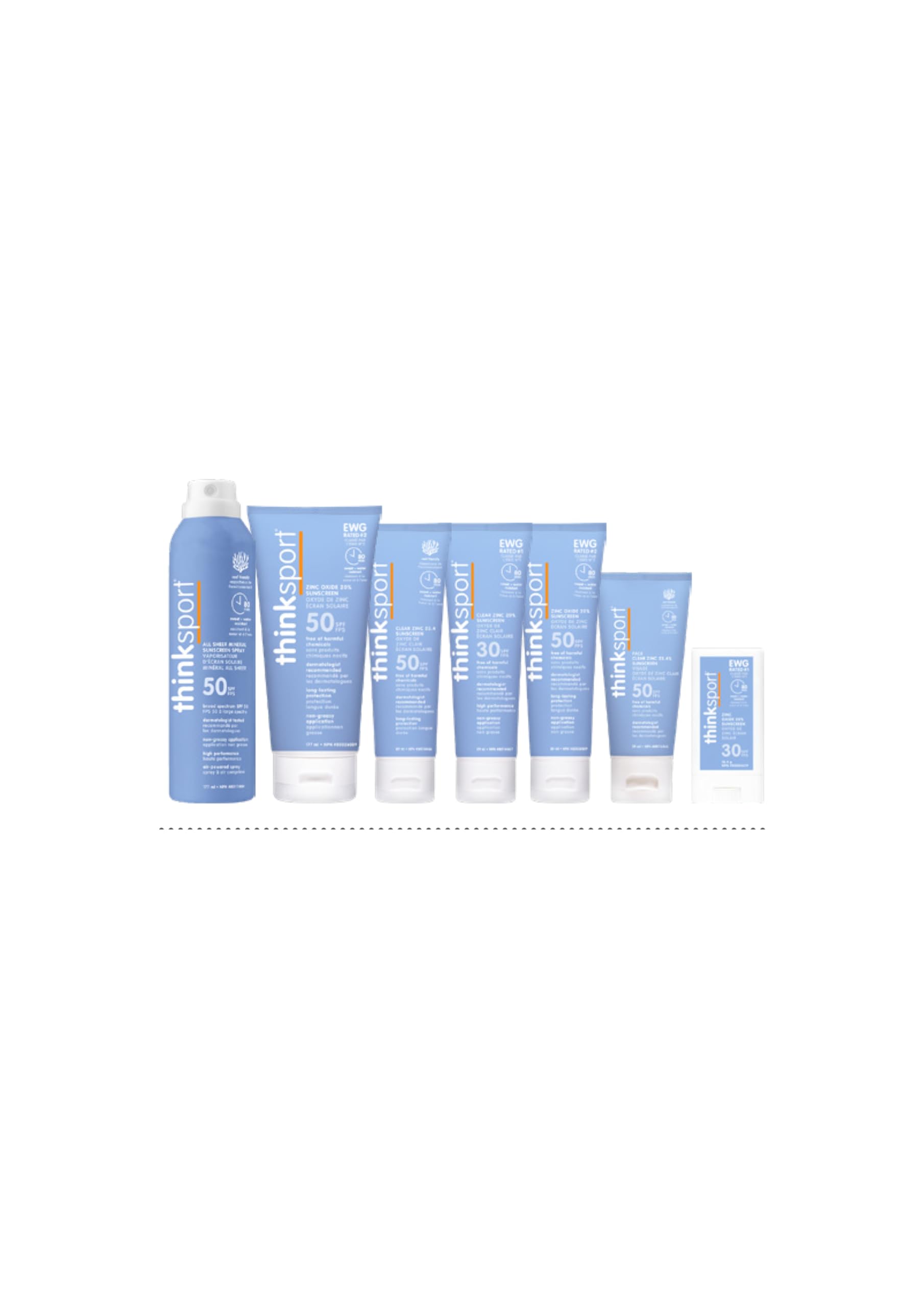 Thinksport SPF 50 Plus image présentant le pack voyage prêt à être emporté.
