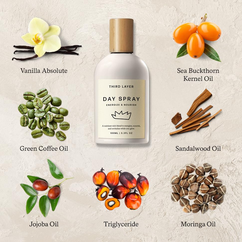 Third Layer Day Spray : parfum subtil vanille et santal pour démarrer la journée.