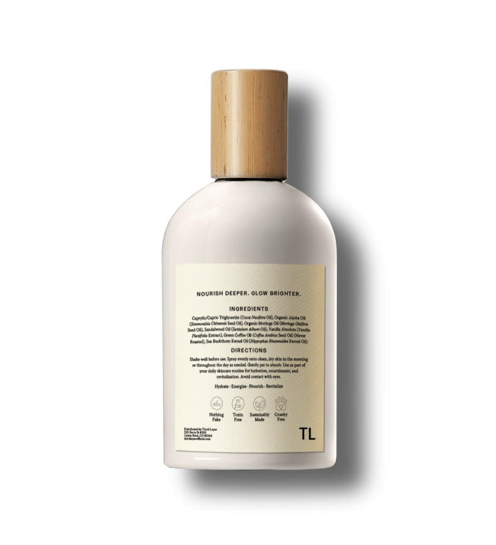 Third Layer Day Spray : usage après nettoyage avec un massage léger jusqu’à absorption complète.