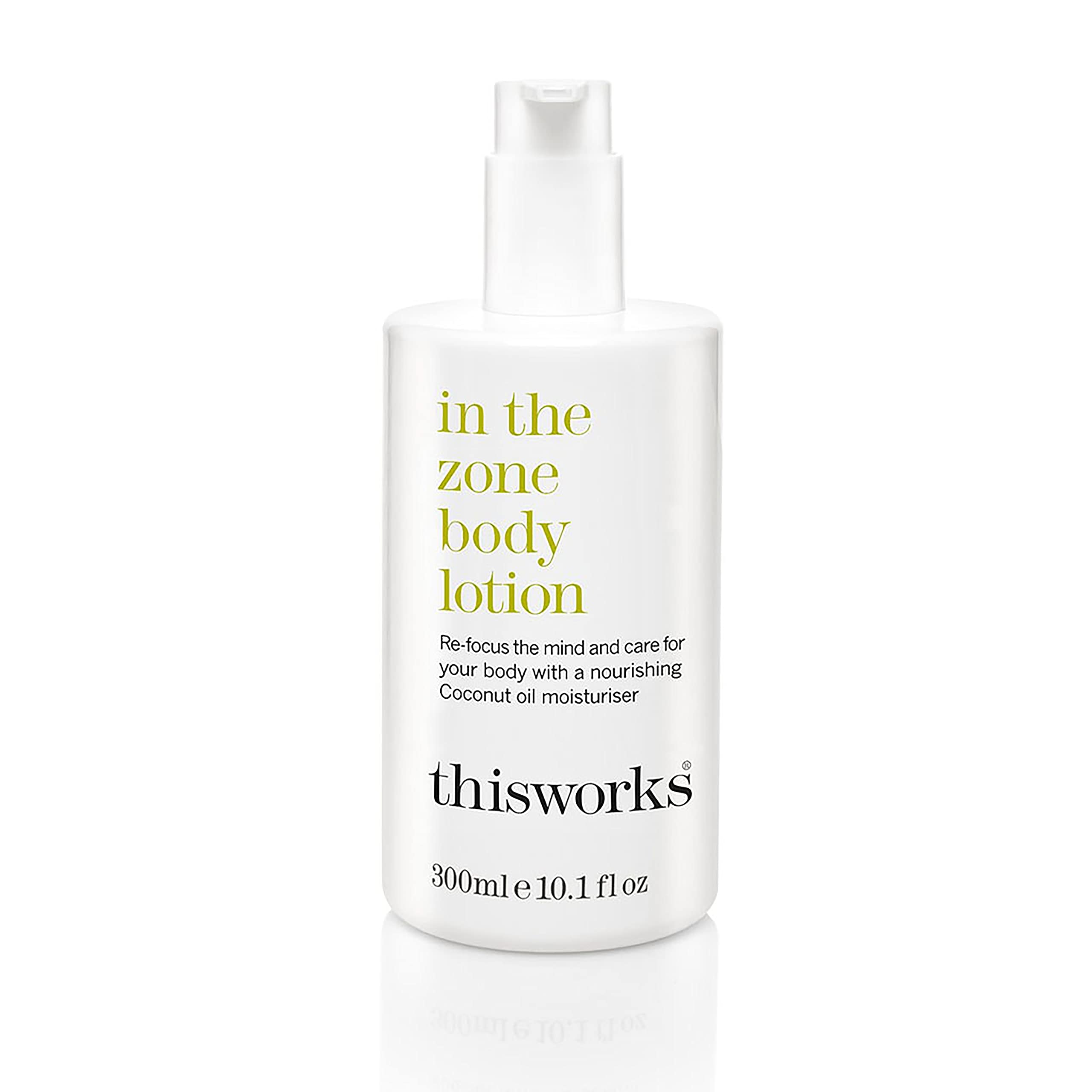 THISWORKS In The Zone – Bouteille de lotion corps, hydratation efficace pour peau douce.