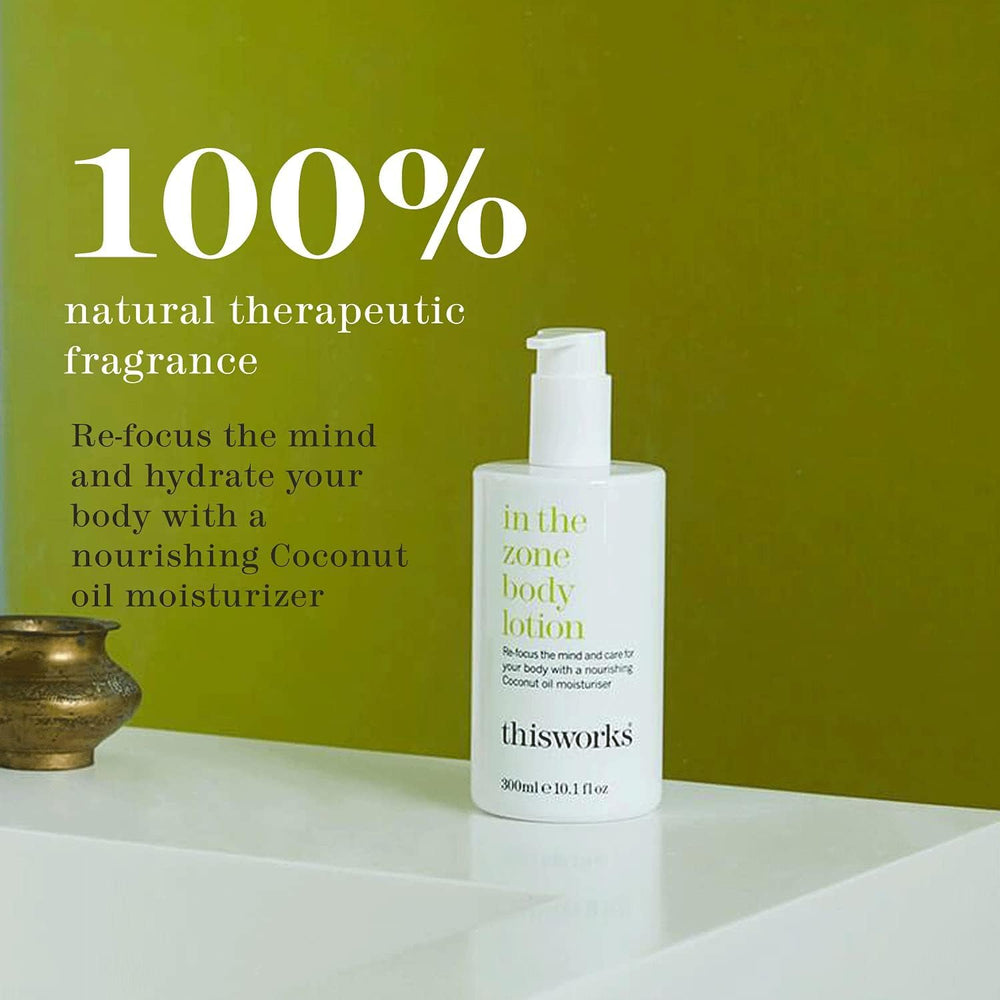 Planche décorative présentant le coffret THISWORKS Zone pour routine spa.