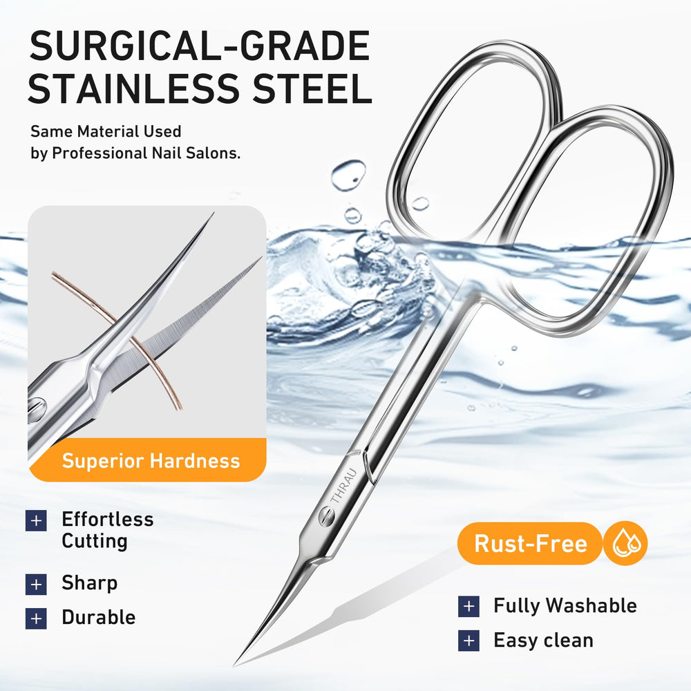 THRAU Cuticle Scissors cut dry skin cleanly without tearing.