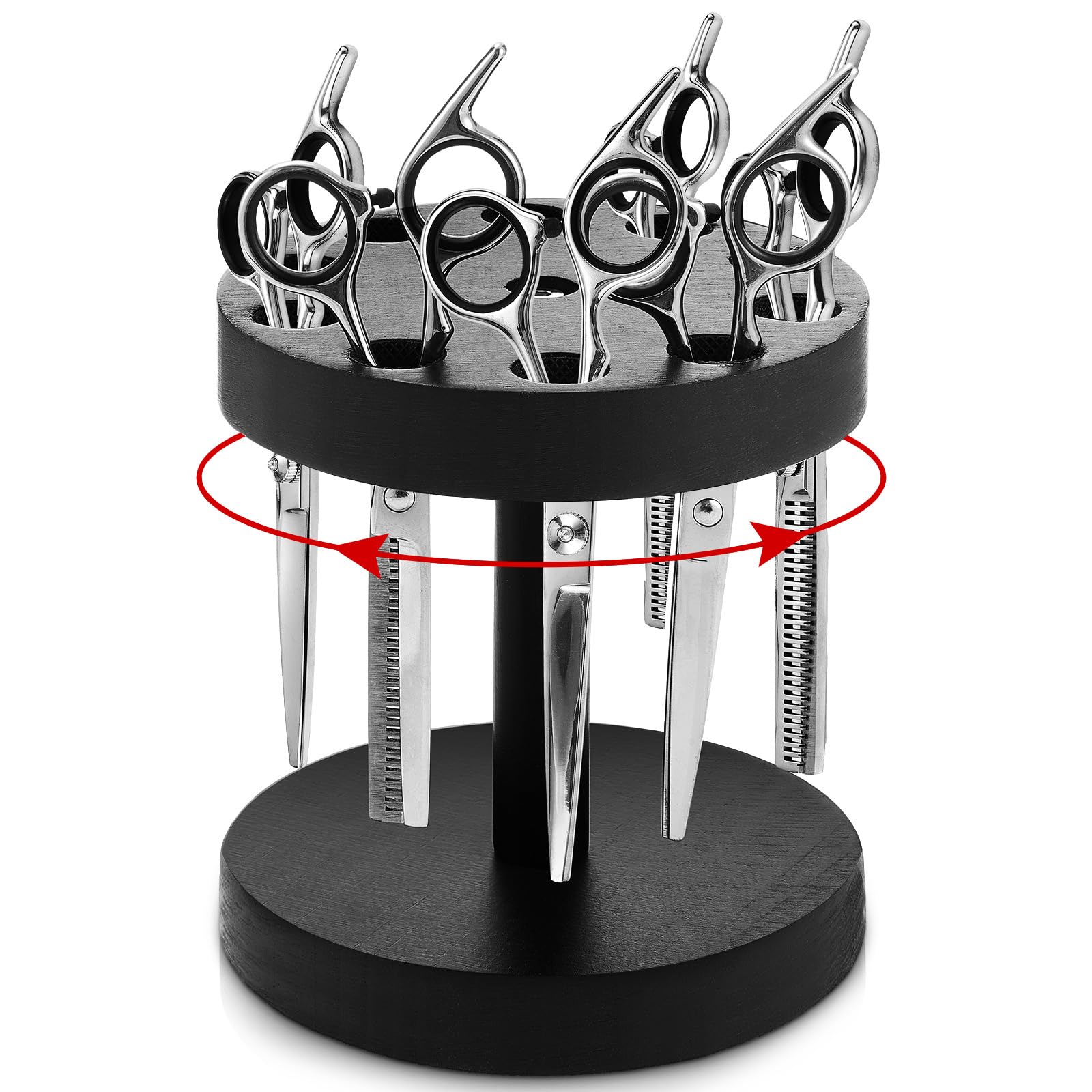 Threehoney porte-ciseaux rotatif 360° en bois noir: organisation rapide des outils
