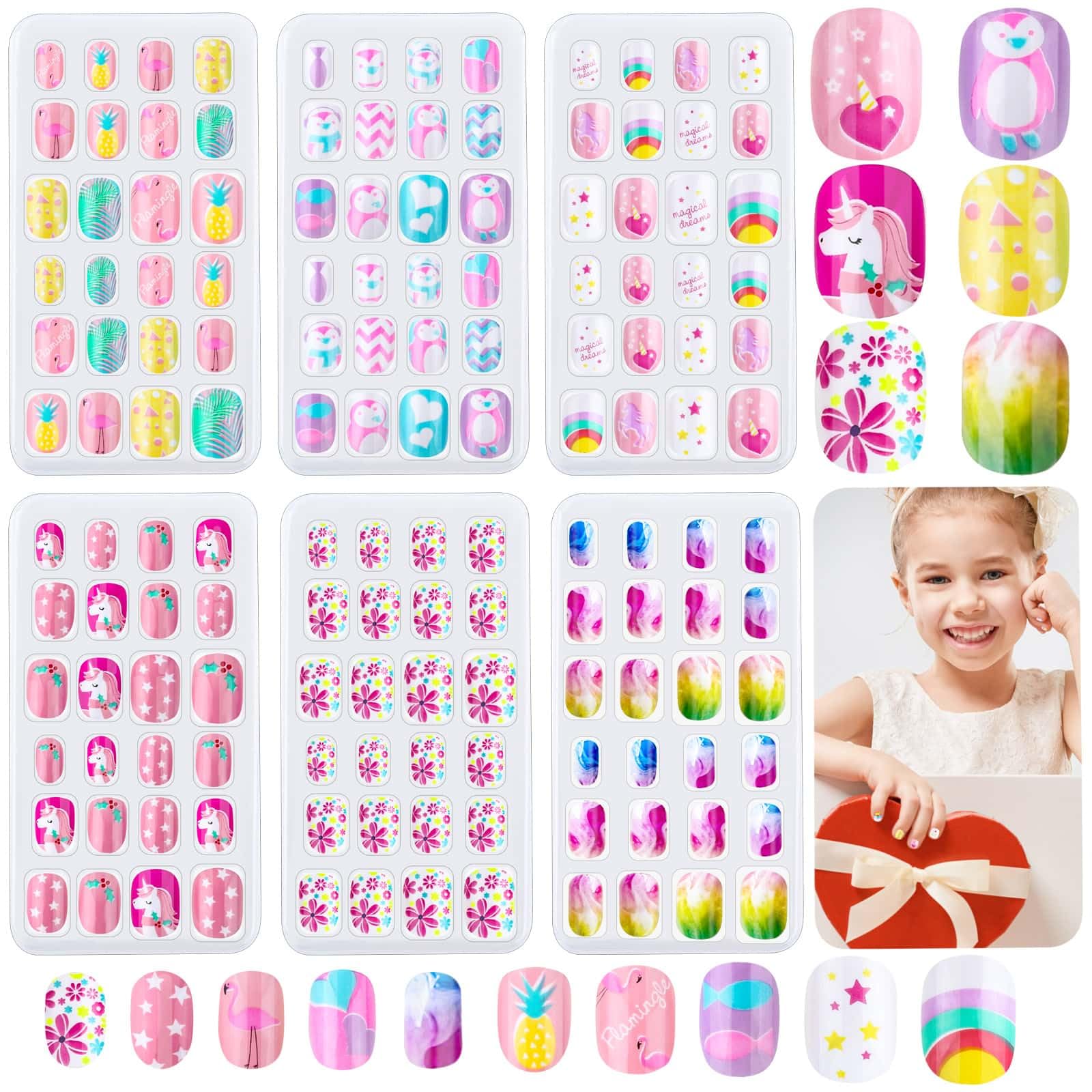 Ongles Thrilez pour enfants arc-en-ciel ciel, pose rapide et amusante.