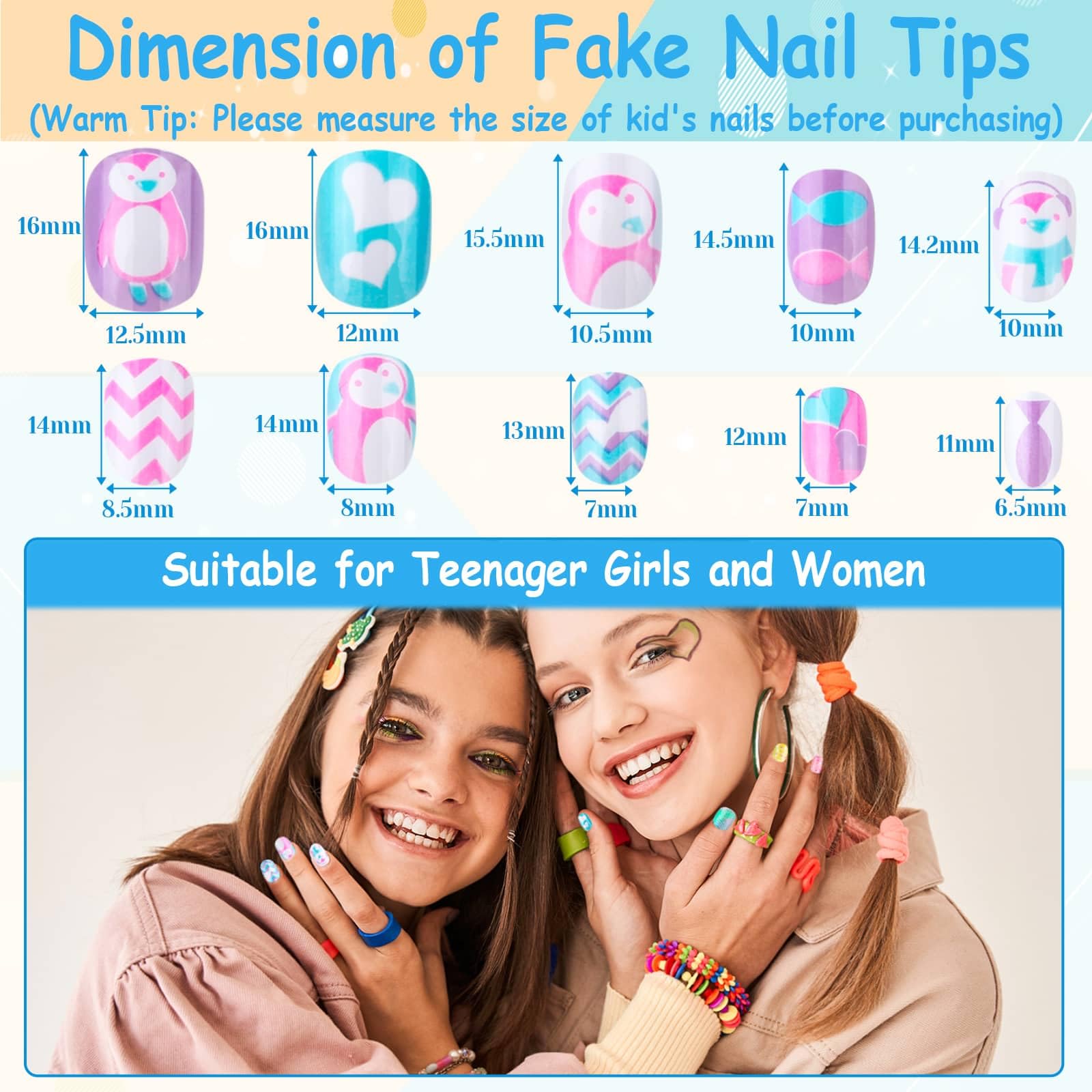 Ongles Thrilez pour enfants motif coeurs, idée cadeau créative.