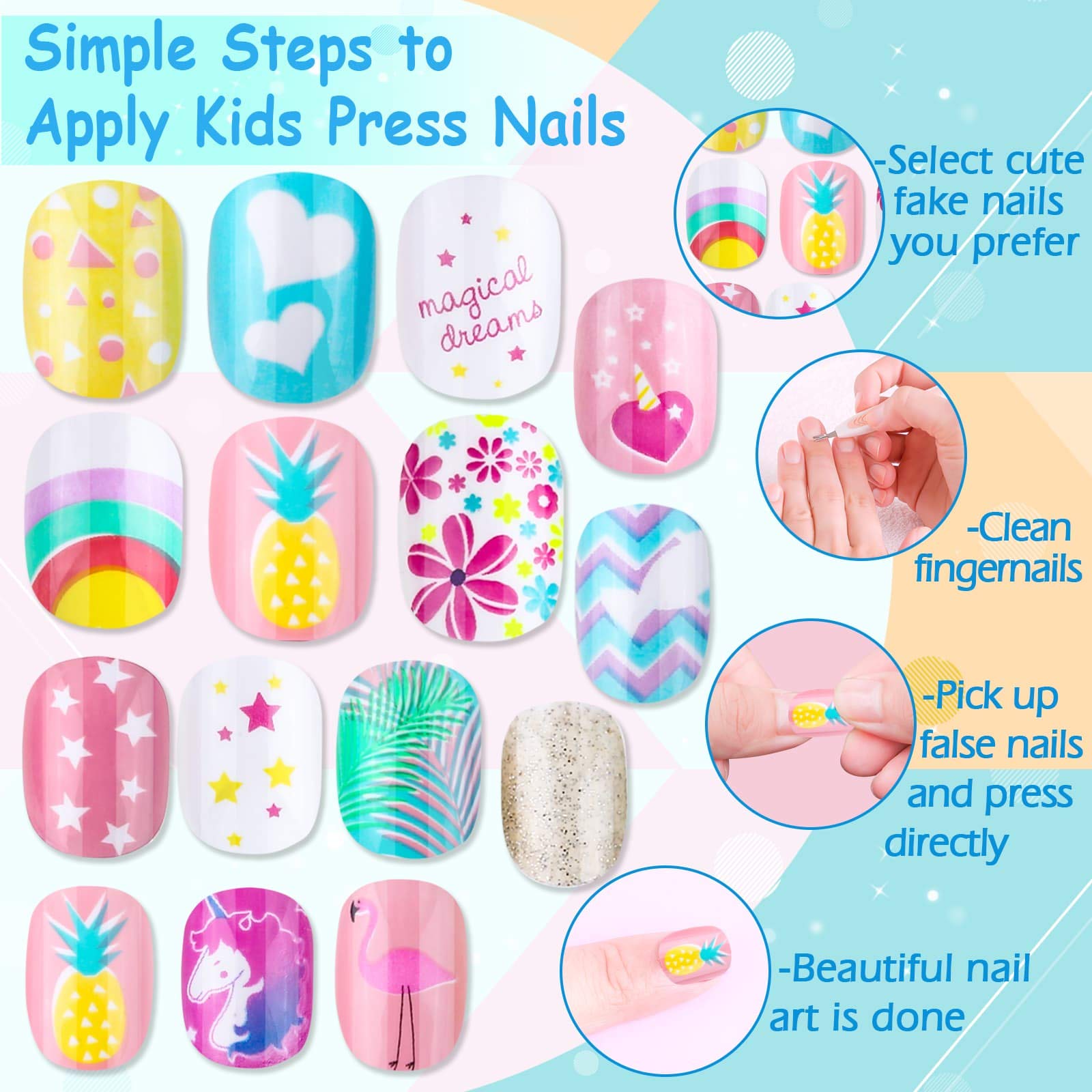 Ongles Thrilez pour enfants paillettes brillantes, effet scintillant rapide.