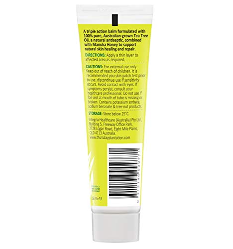 Ingrédients naturels: arbre-à-thé et miel Manuka, formulation douce.