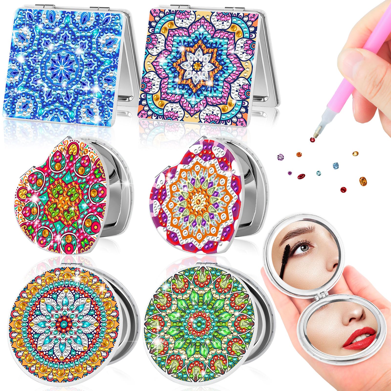 Miroir Thyle diamant rond 1 avec grossissement double pour maquillage précis