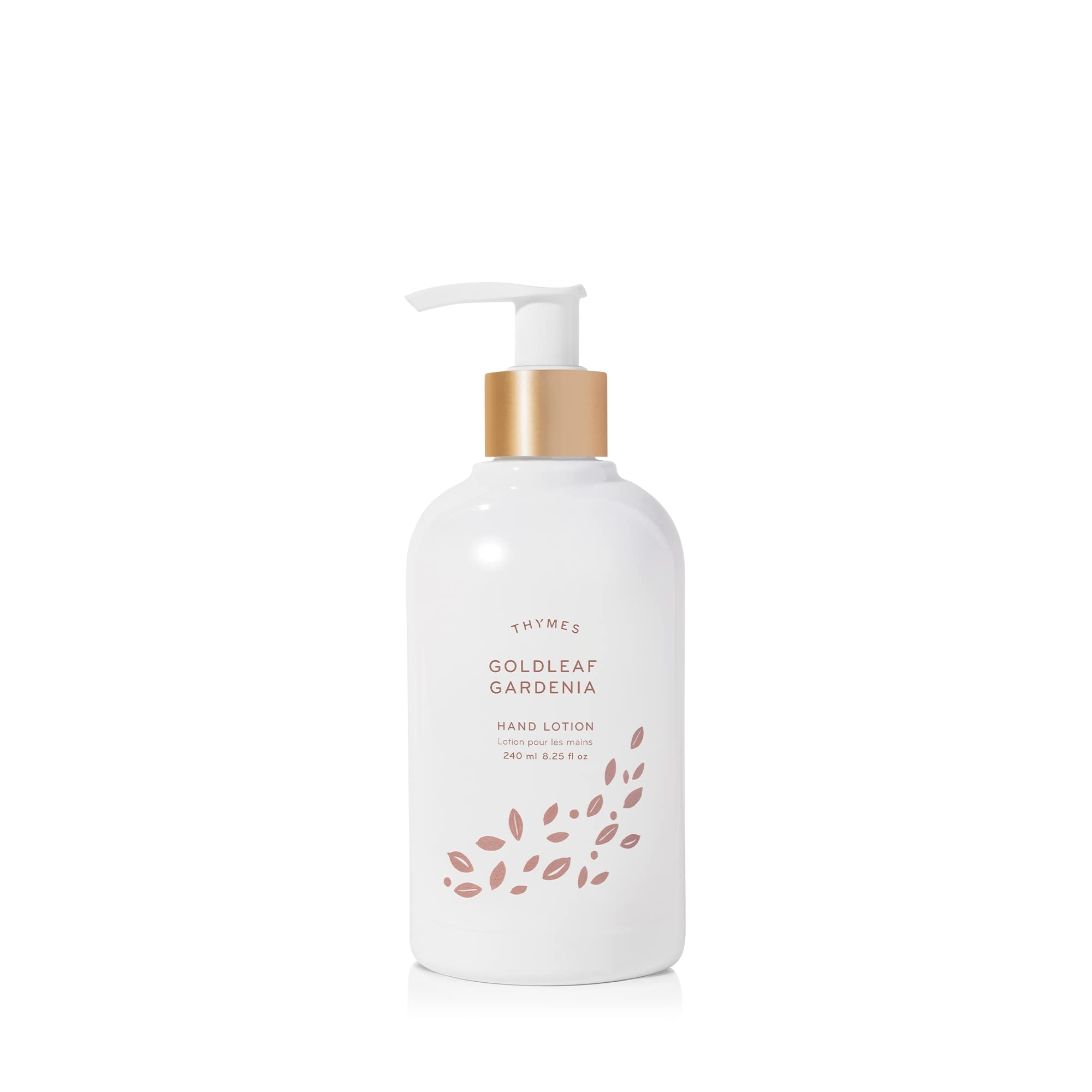Thymes lotion mains, flacon-pompe-or, hydratation légère pour mains sèches et déshydratées