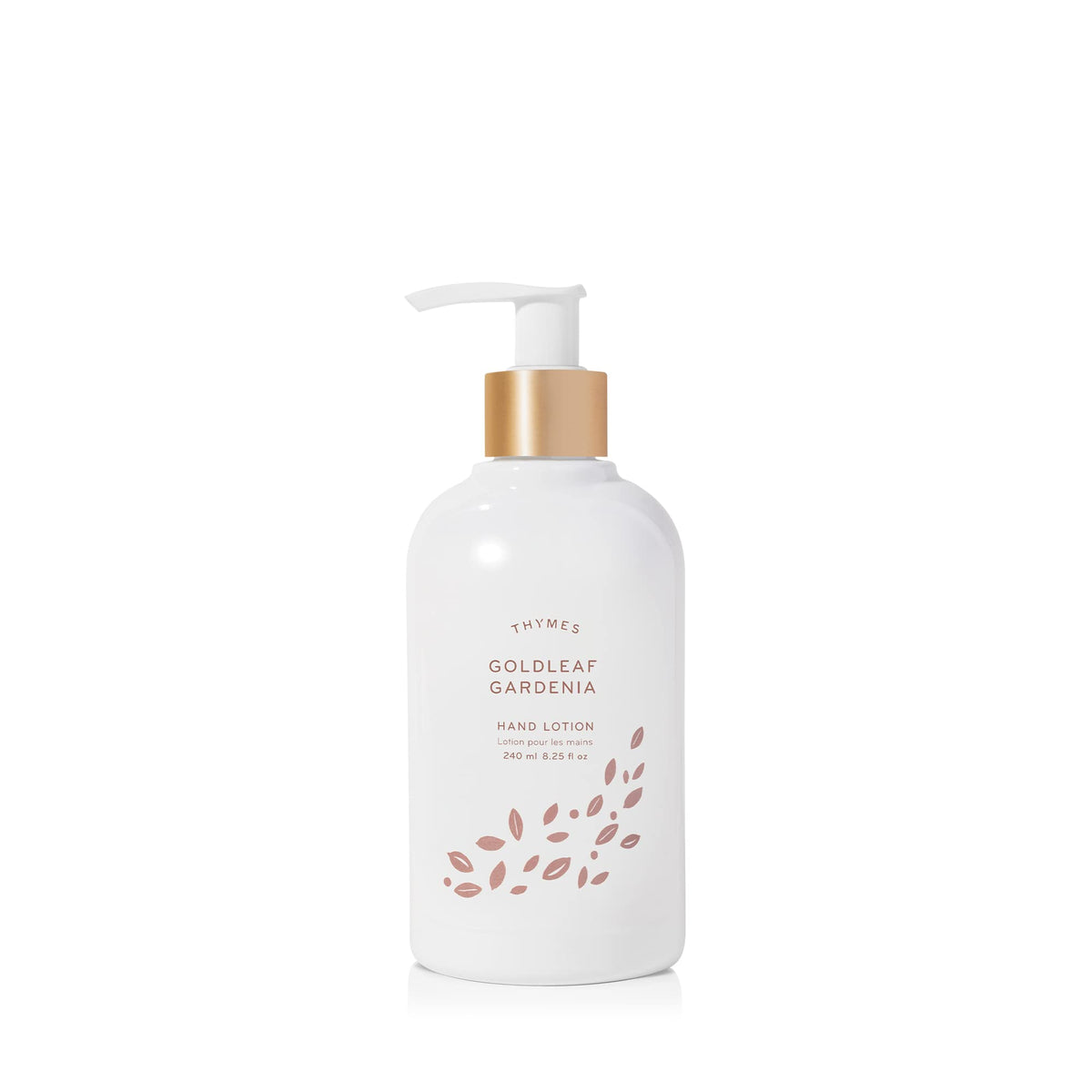 Thymes lotion mains, flacon-pompe-or, hydratation légère pour mains sèches et déshydratées