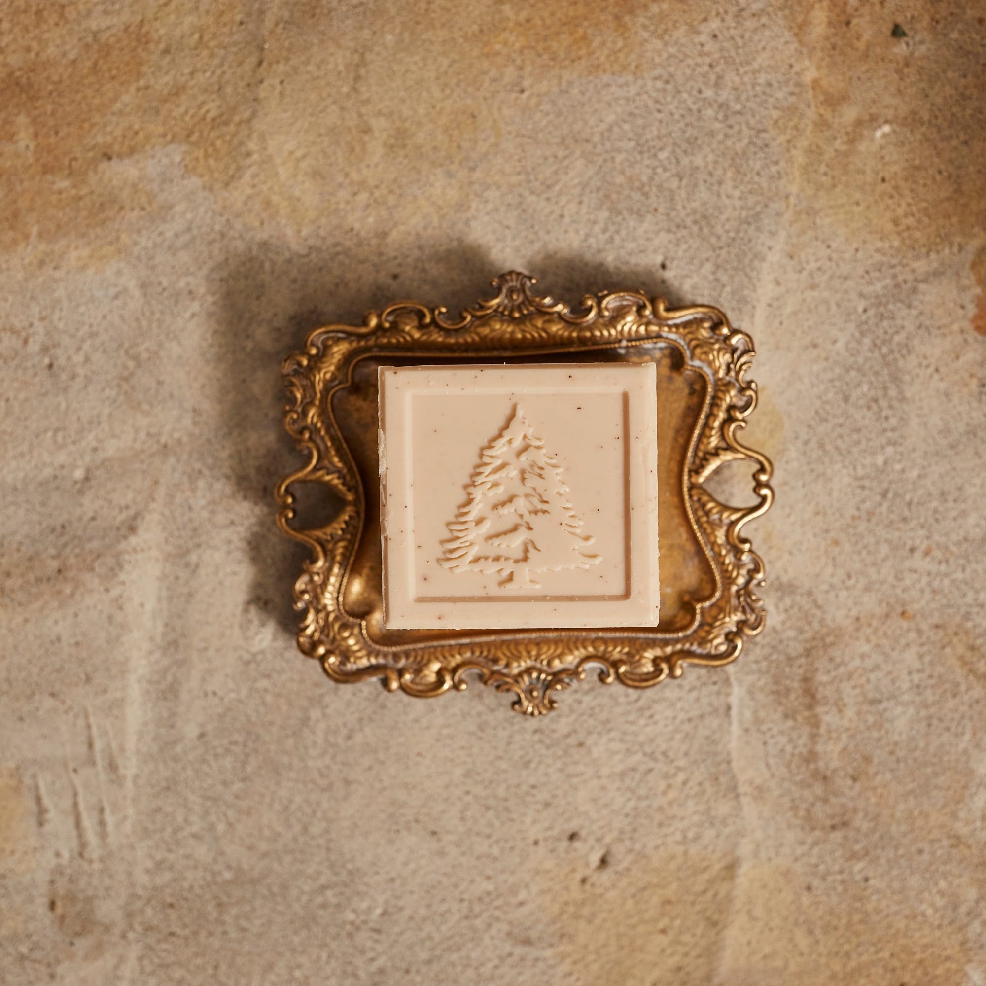 Parfum boisé de Thymes Frasier Fir sur savon en barre pour routine quotidienne