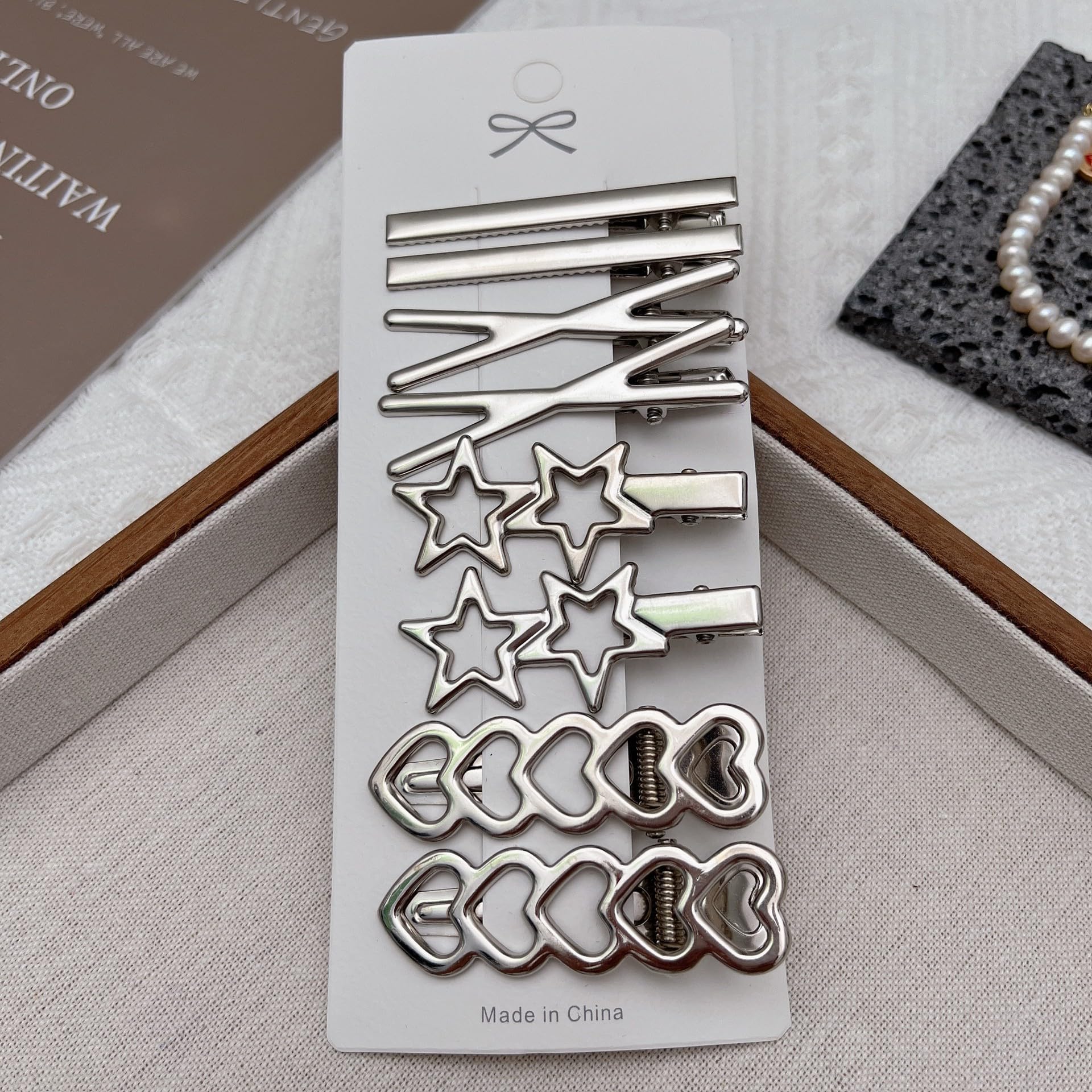 Clip métallique TianRan durable en argent, maintien fiable pour cheveux fins à épais.