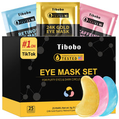 Masques Tibobo Or 24K pour revitaliser le contour et atténuer la fatigue oculaire