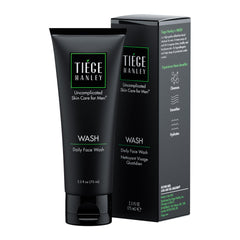 Tiege Hanley Daily Face Wash, bouteille mousseante nettoyant en douceur prêt pour le rituel quotidien.