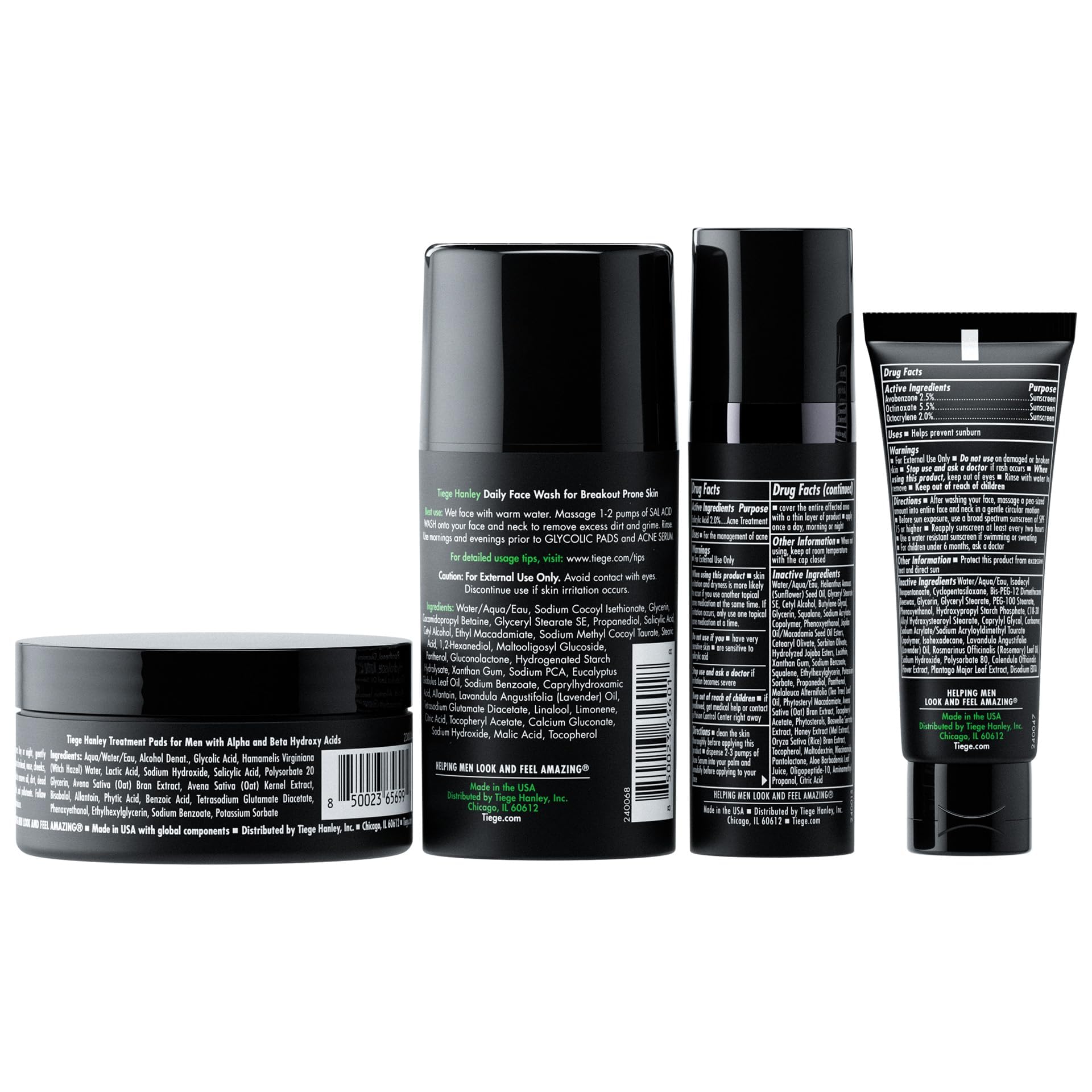 Tiege Hanley cotons exfoliants glycoliques pour une exfoliation douce.