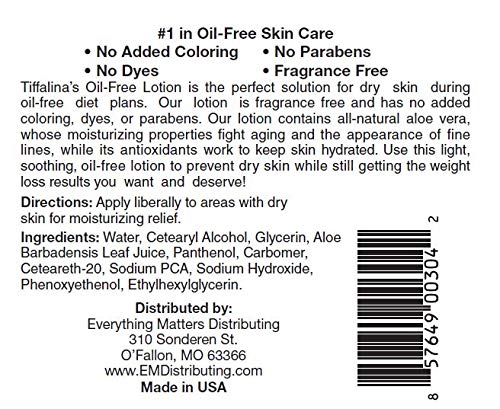 Texture cremeuse de Tiffalina's Lotion sans huile, application facile.