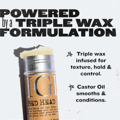 Bed Head TIGI baton cire: finition semi-matte et toucher doux.