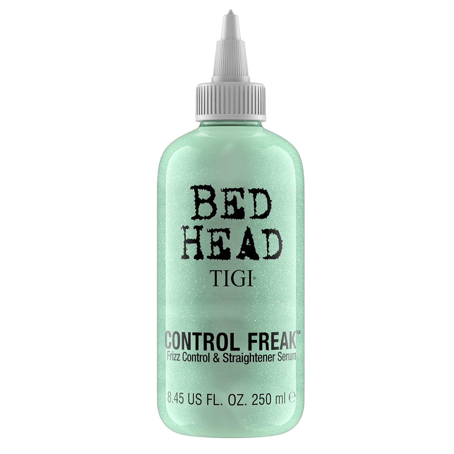 Sérum TIGI Bed Head Control Freak, bouteille, lissage et disparition des frisottis.