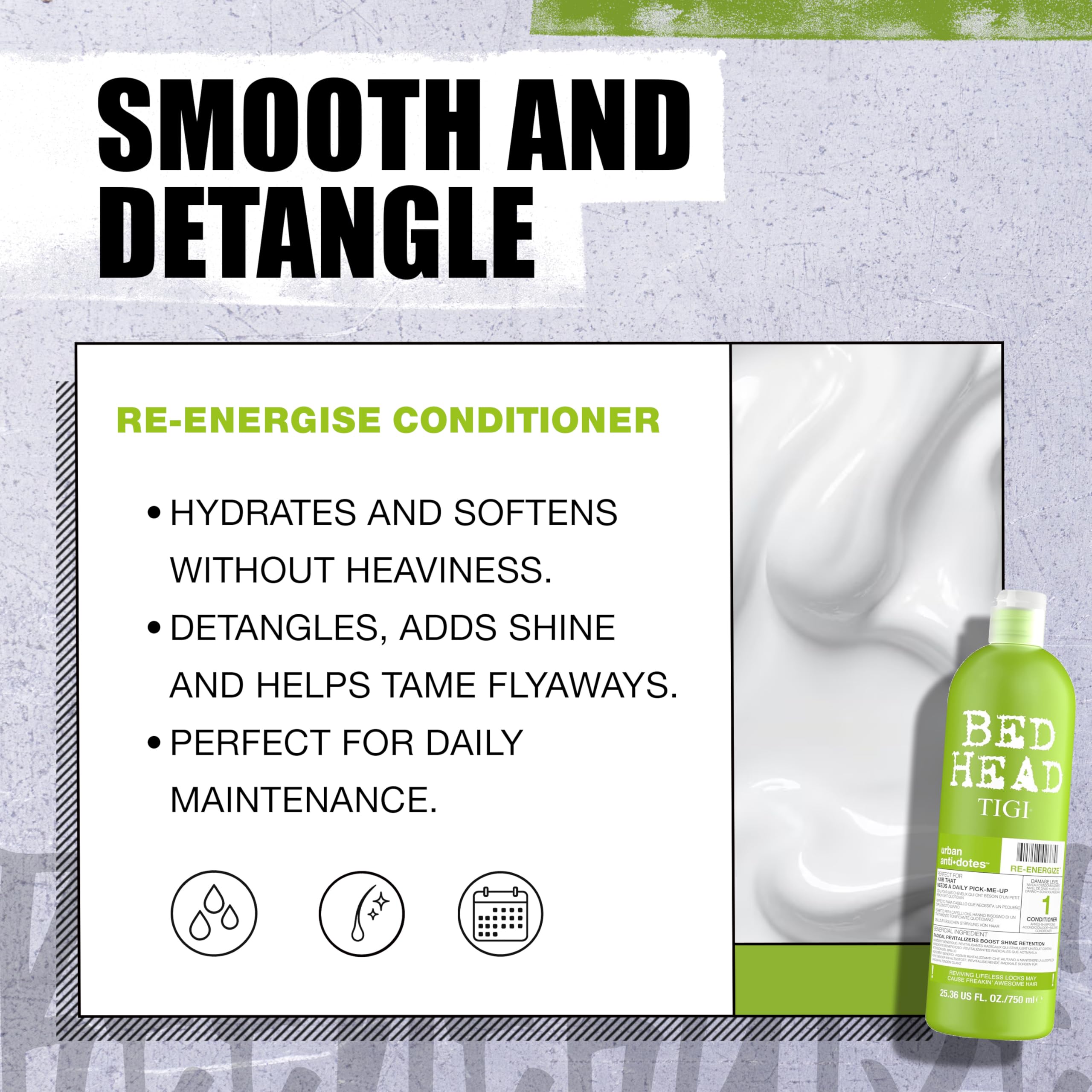 Bed Head TIGI Après-shampoing Re-Energize: couleur protégée et douceur.