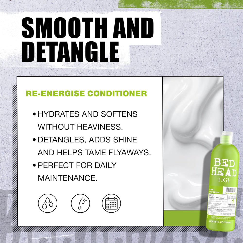 Bed Head TIGI Après-shampoing Re-Energize: couleur protégée et douceur.