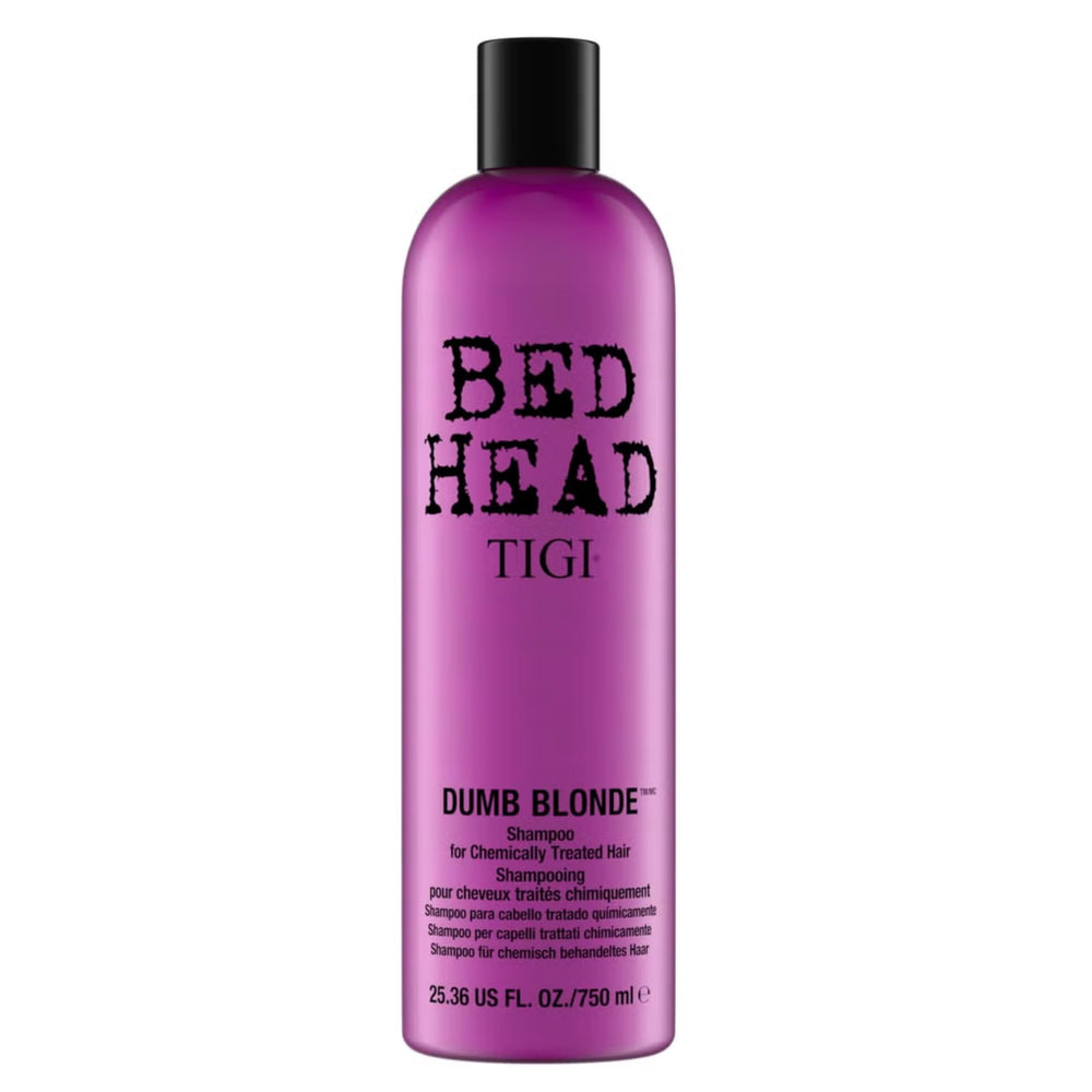 Bouteille du shampooing Bed Head Dumb Blonde TIGI prête pour une routine protectrice de couleur