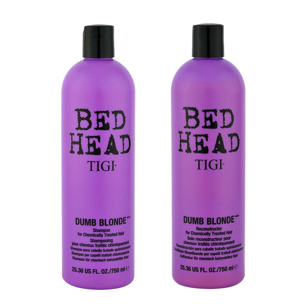 Tigi Bed Head Dumb Blonde : duo shampoo et reconstructeur pour blondes éclatants et renforcés.