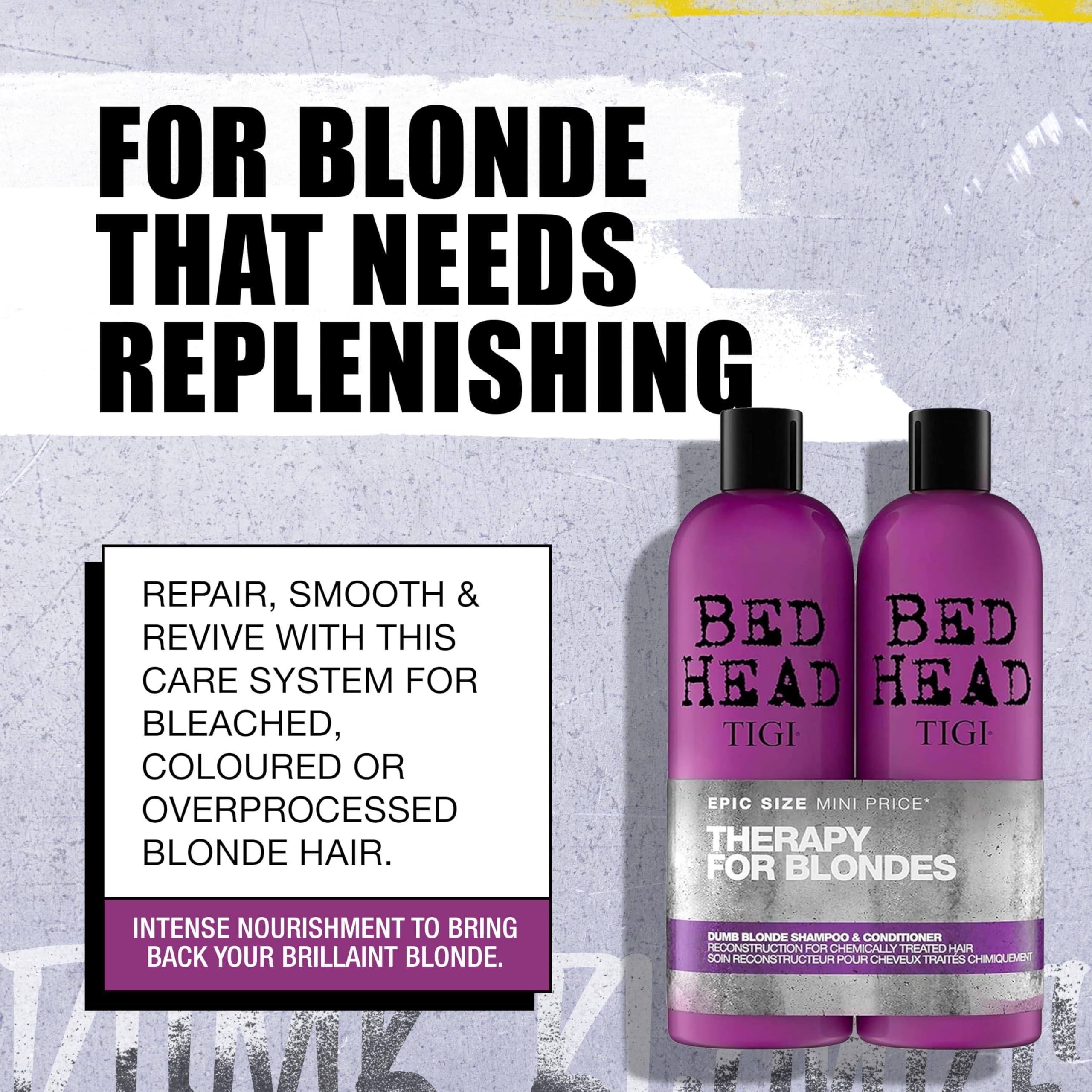 Mousse crémeuse Bed Head Dumb Blonde signalant une texture riche lors du lavage