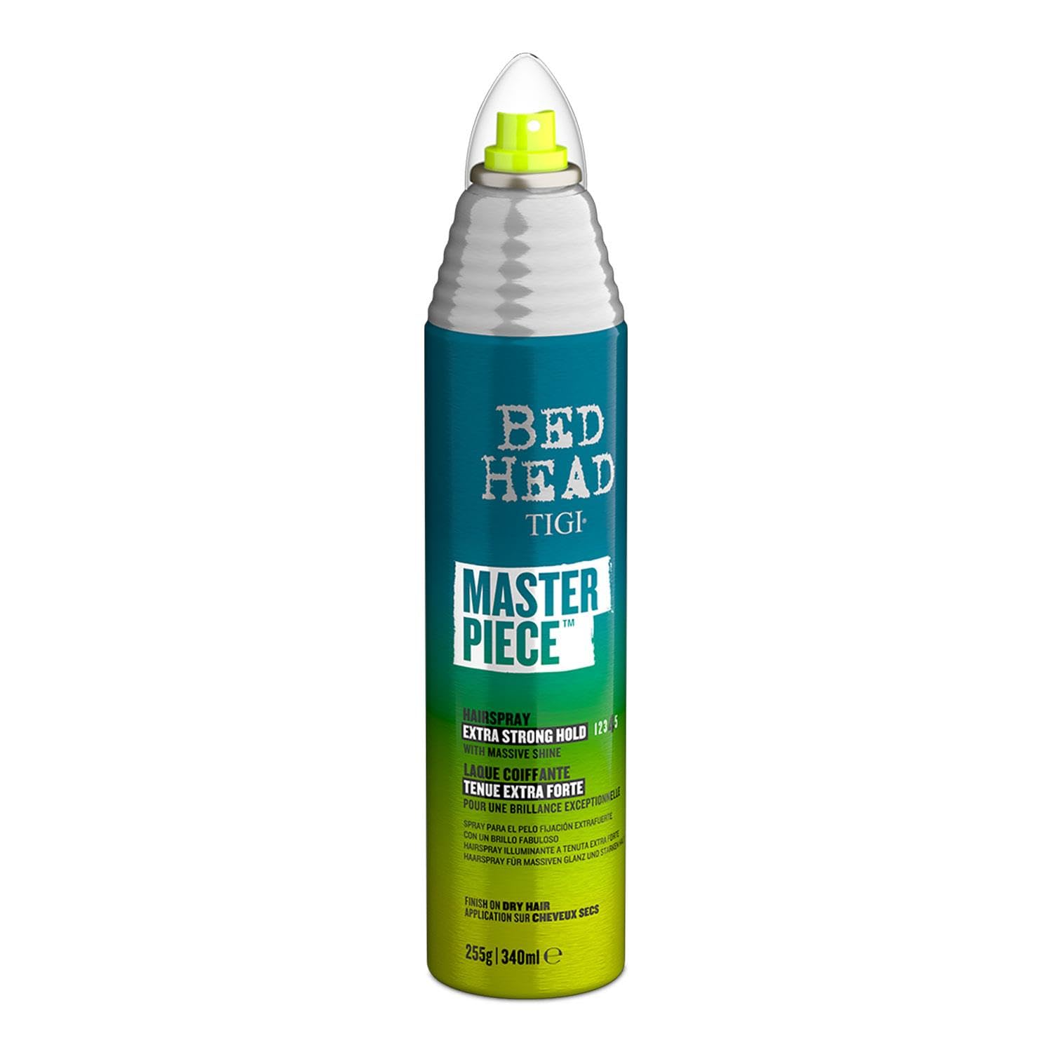 Parfum de baies du TIGI Bed Head Masterpiece Shine Hairspray en action