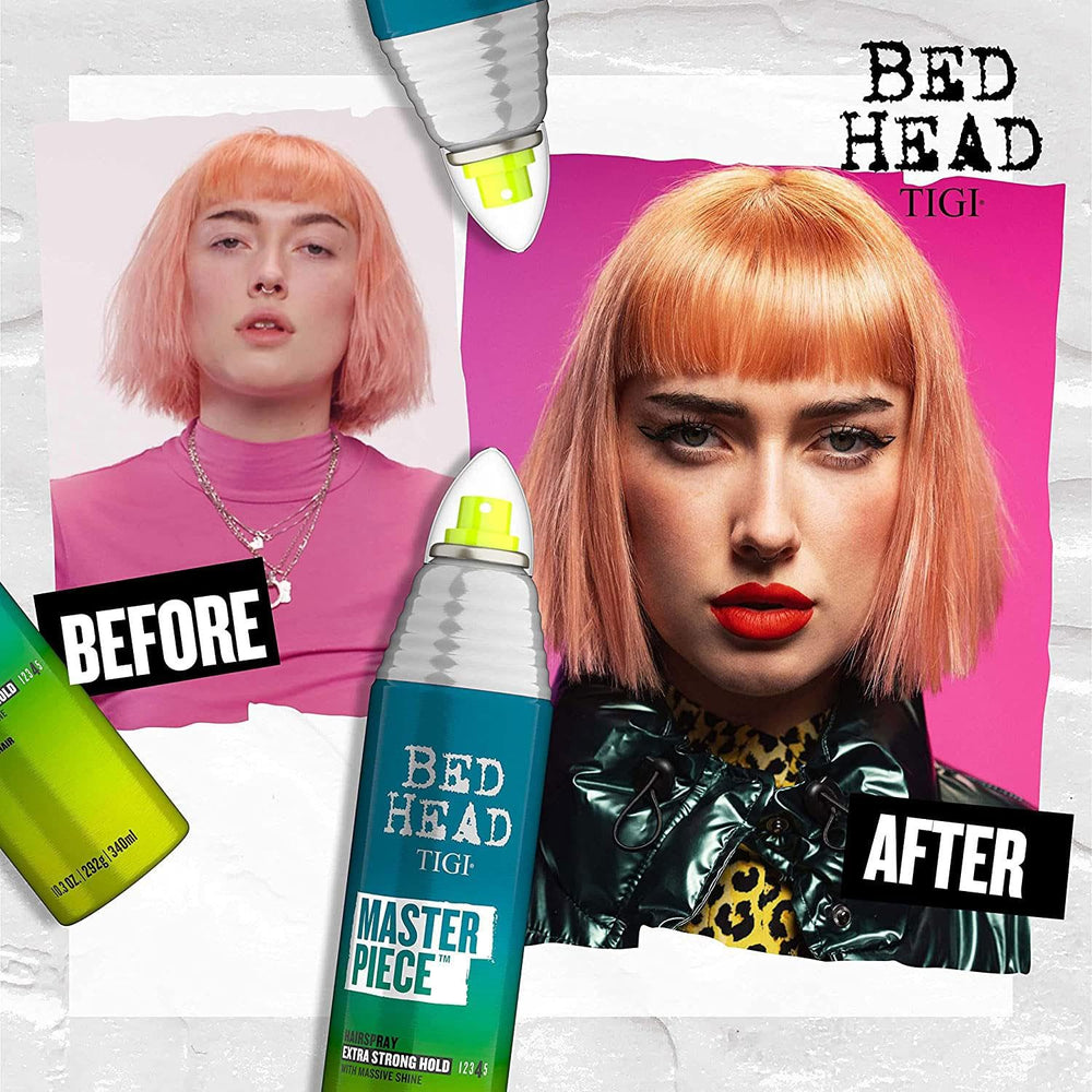 Pulverisation légère du Masterpiece Shine Hairspray pour fixer sans alourdir