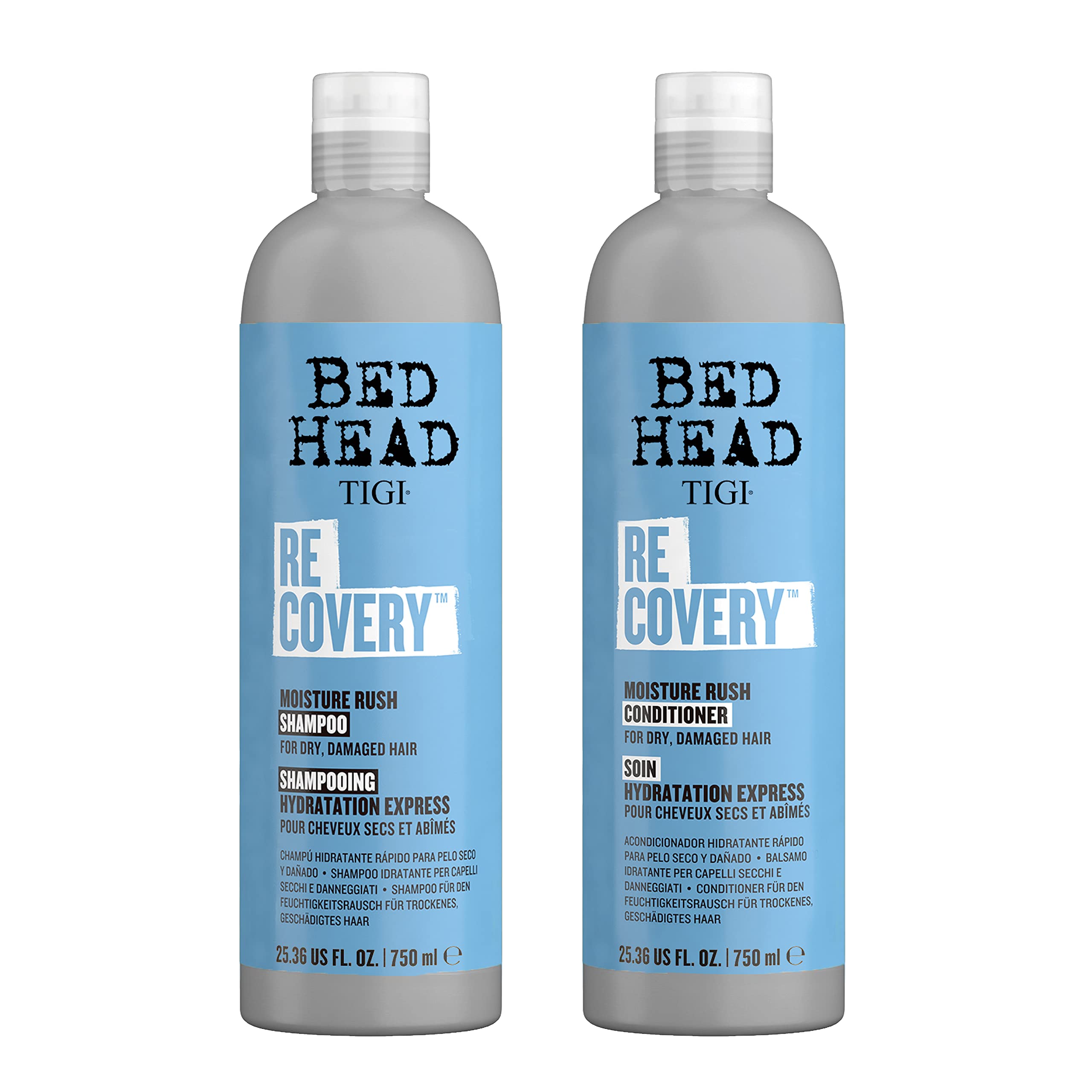 TIGI Bed Head Recovery Shampoing en bouteille, hydratation intense pour cheveux secs.