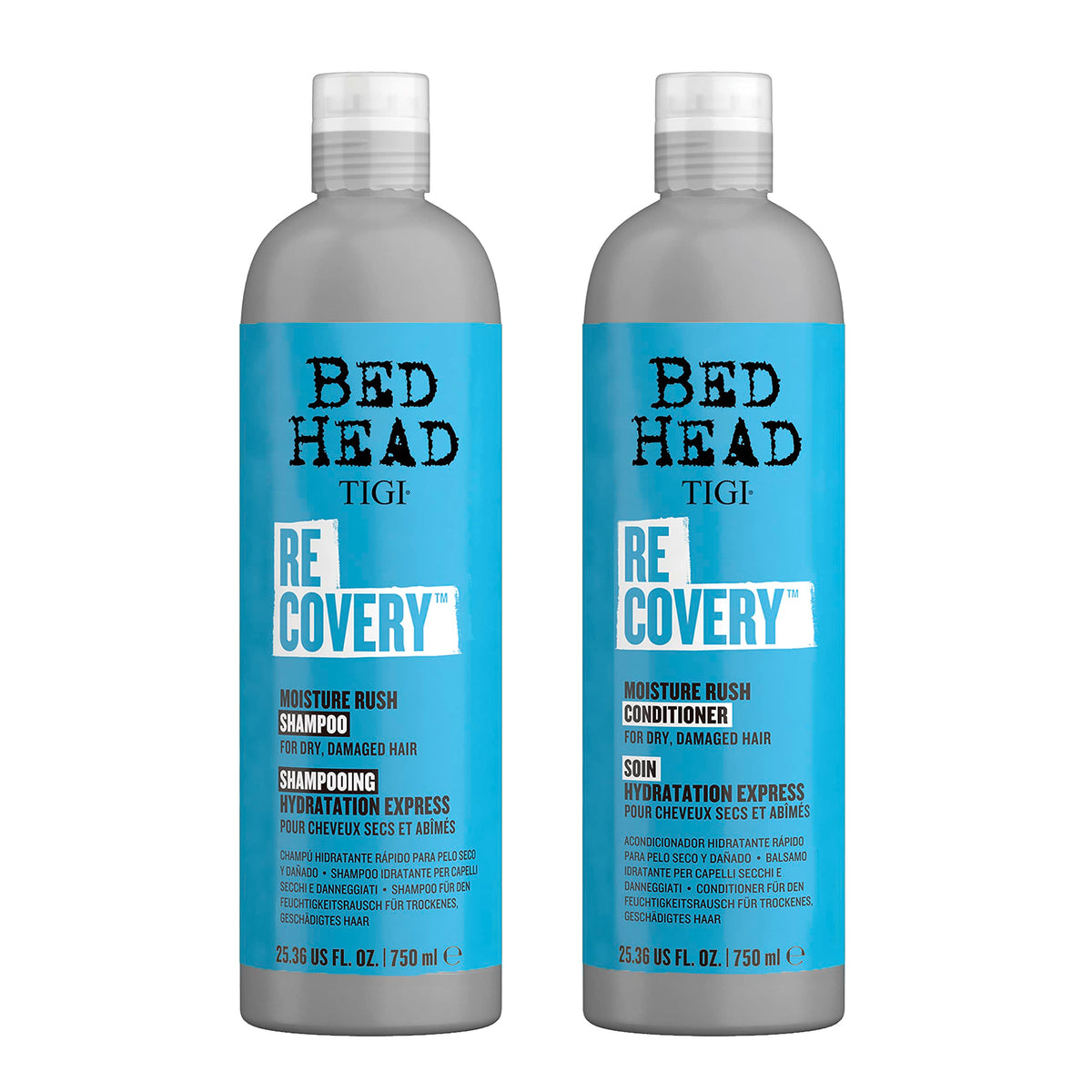 TIGI Bed Head Recovery Shampoing en bouteille, hydratation intense pour cheveux secs.