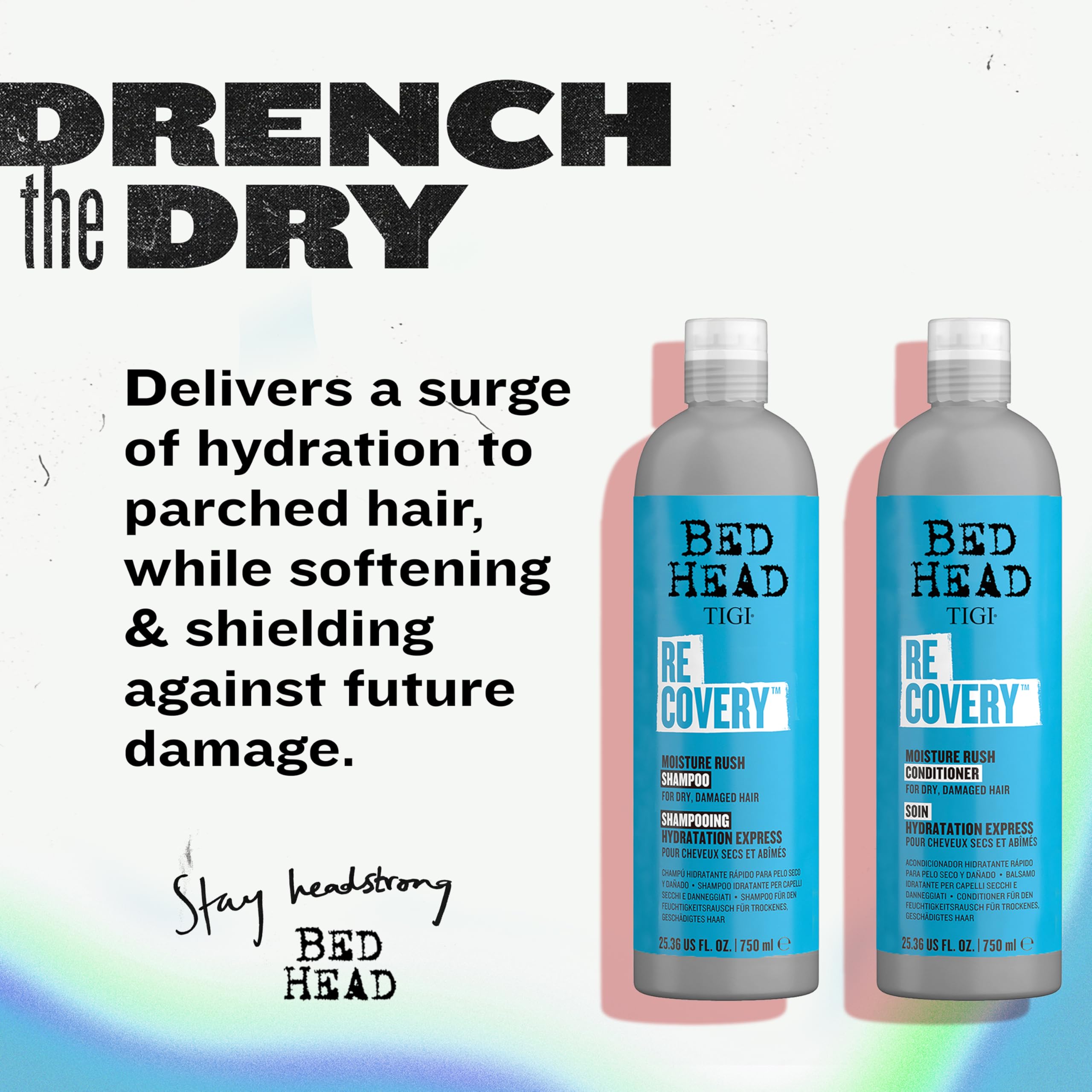 Shampoing Recovery TIGI Bed Head, texture riche pour nourrir les mèches en profondeur.
