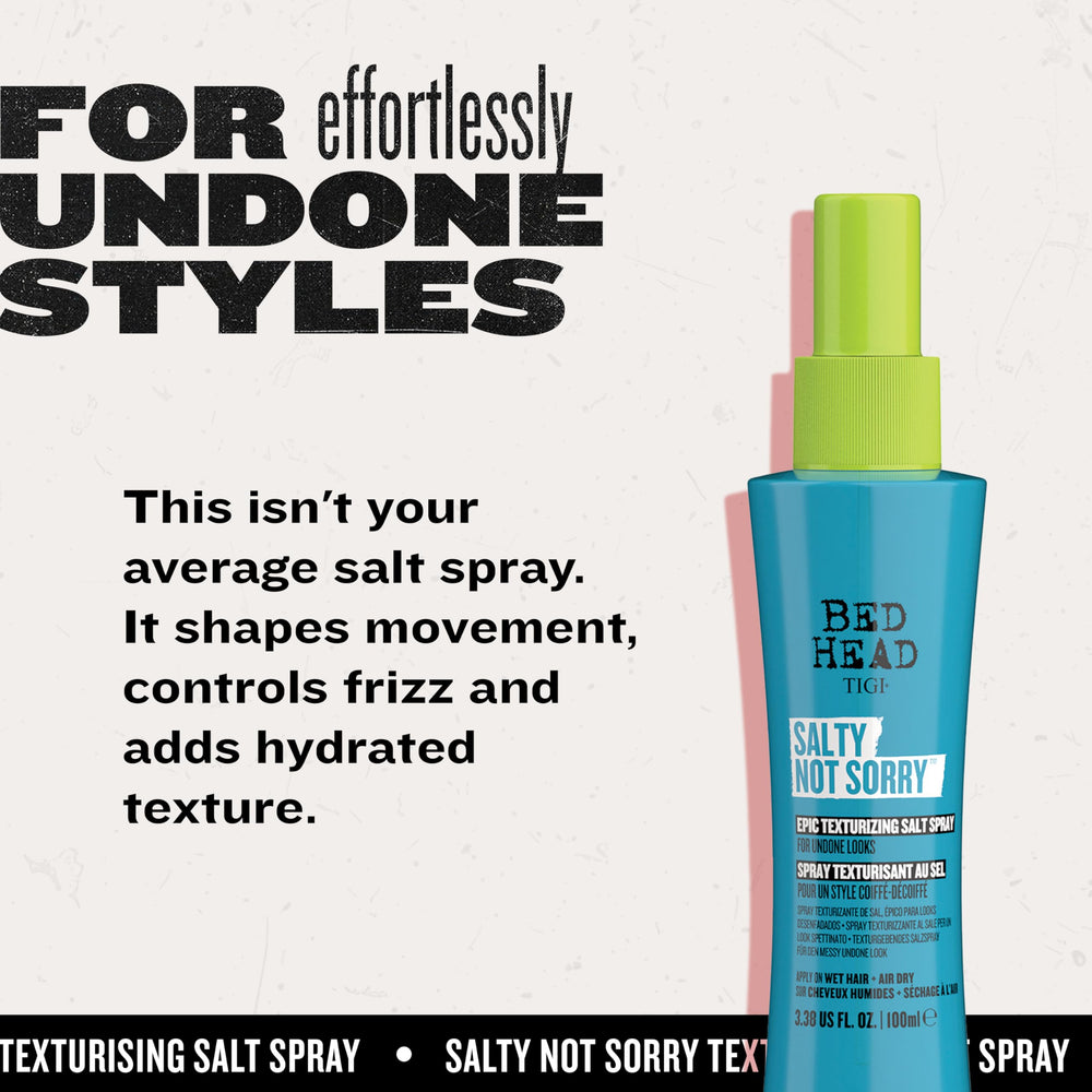 Bed Head Salty Not Sorry – application sur cheveux secs pour raviver la texture