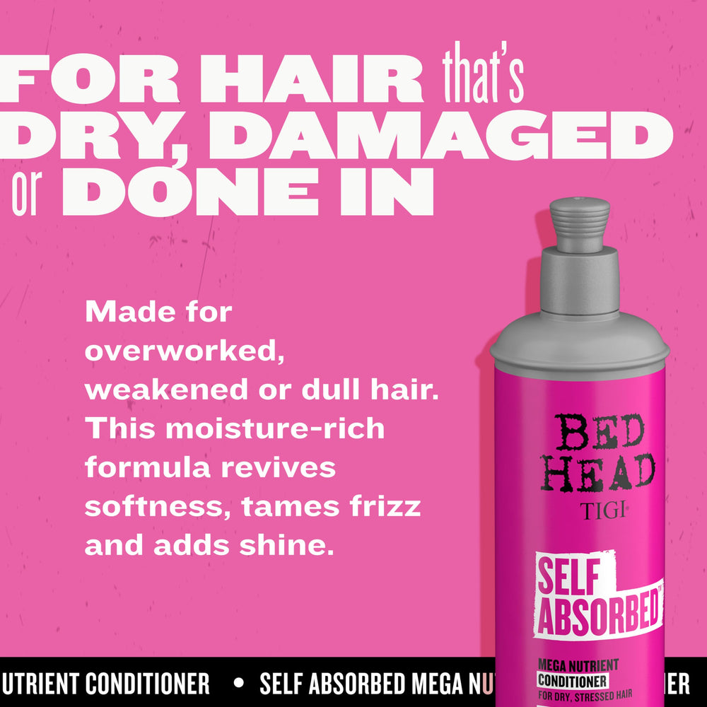 Bed Head Self Absorbed Shampoing TIGI, mousse riche facilitant le démêlage.