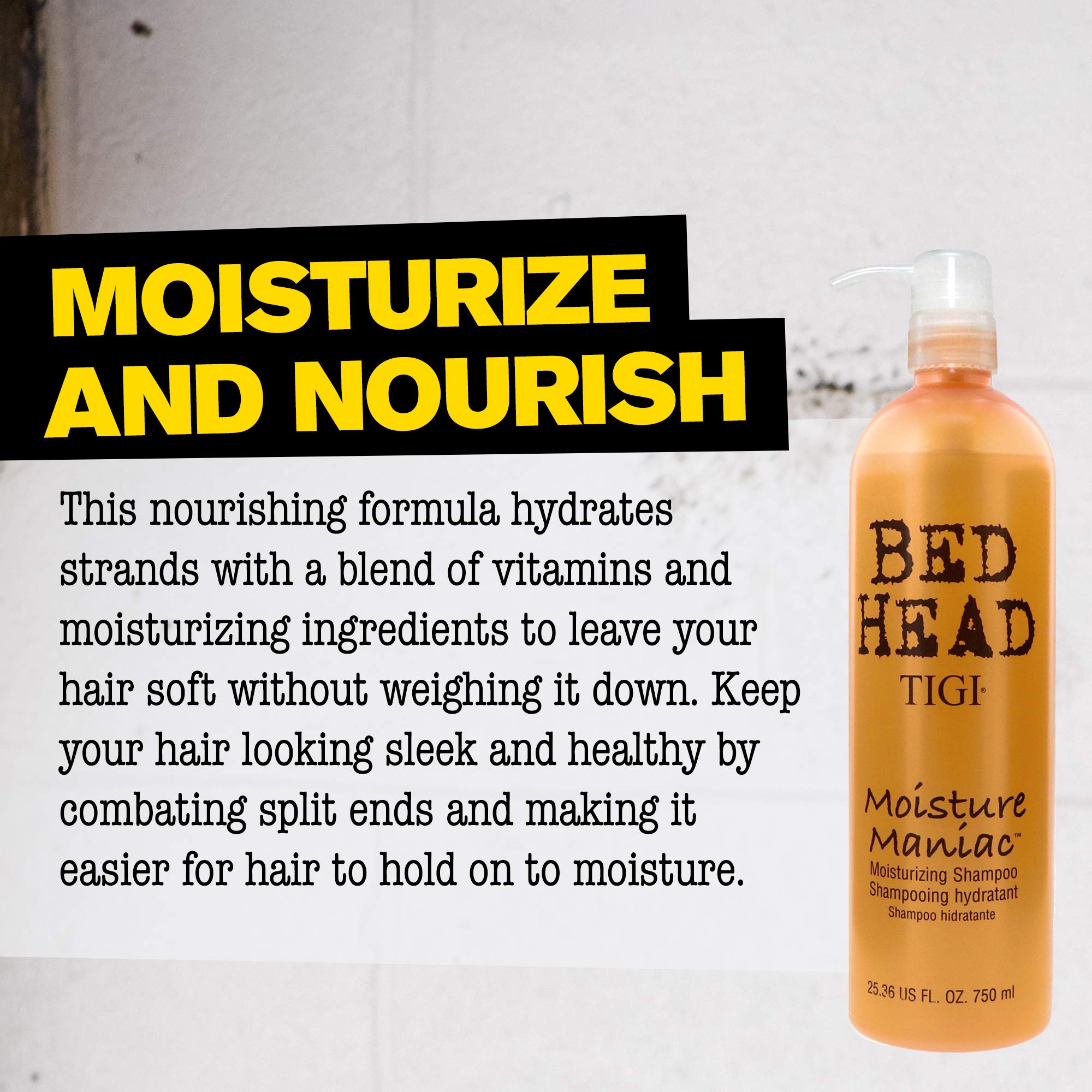 TIGI Bed Head Shampoing appliqué sur cheveux humides et mousse riche.