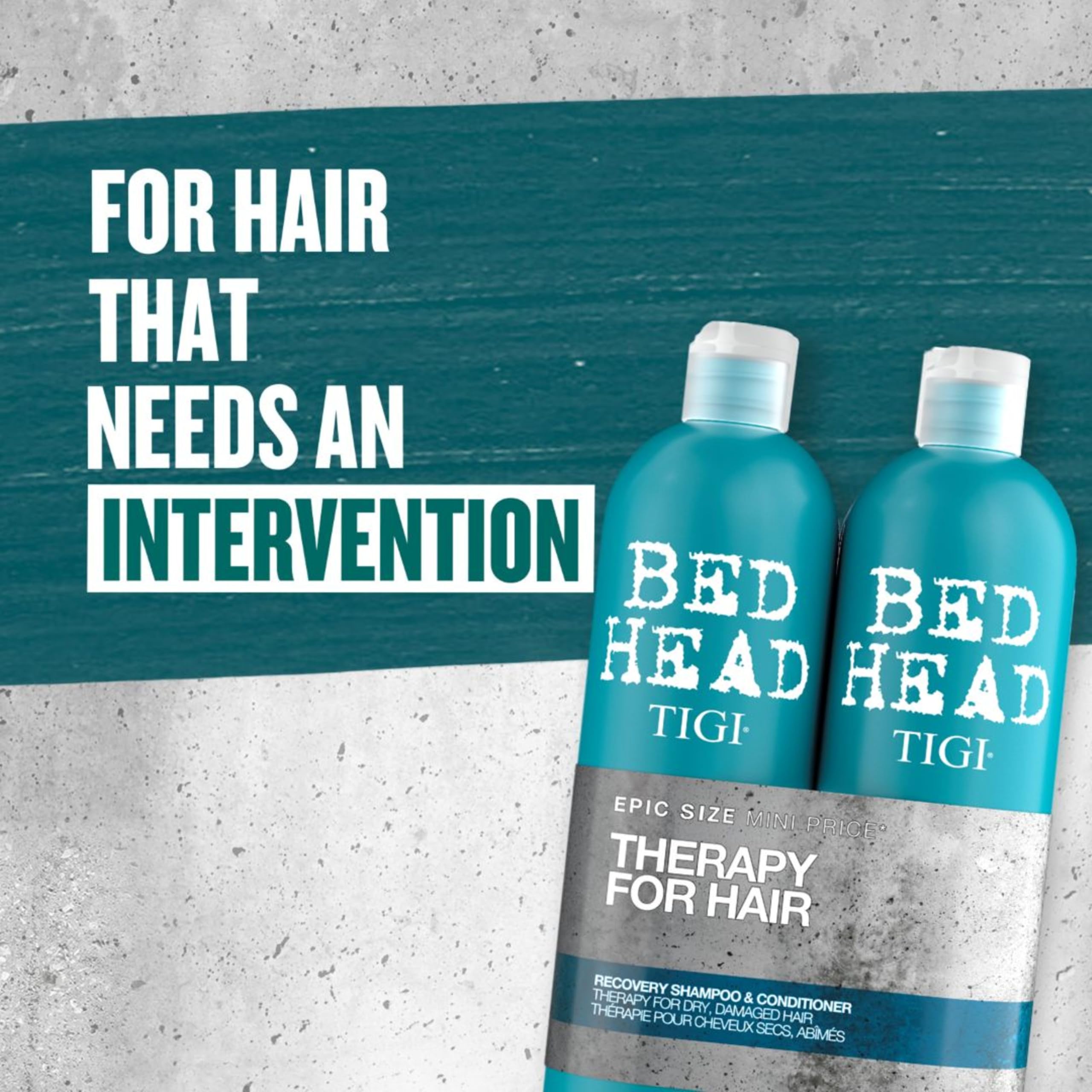 Bed Head Tween Recovery cheveux – avant/après pour montrer l'effet nourrissant.