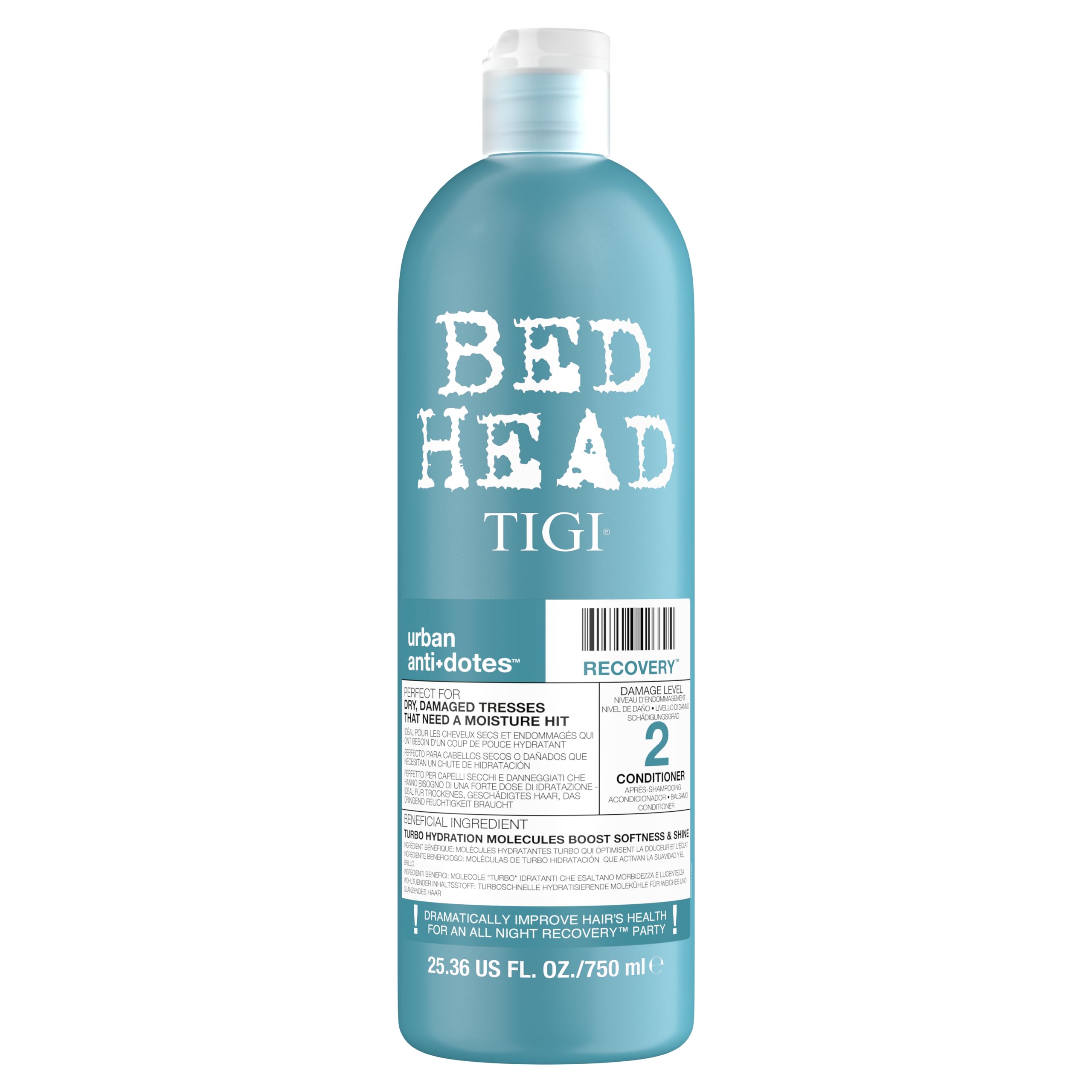 Shampoing Resurrection Bed Head de TIGI en bouteille pour cheveux très endommagés.