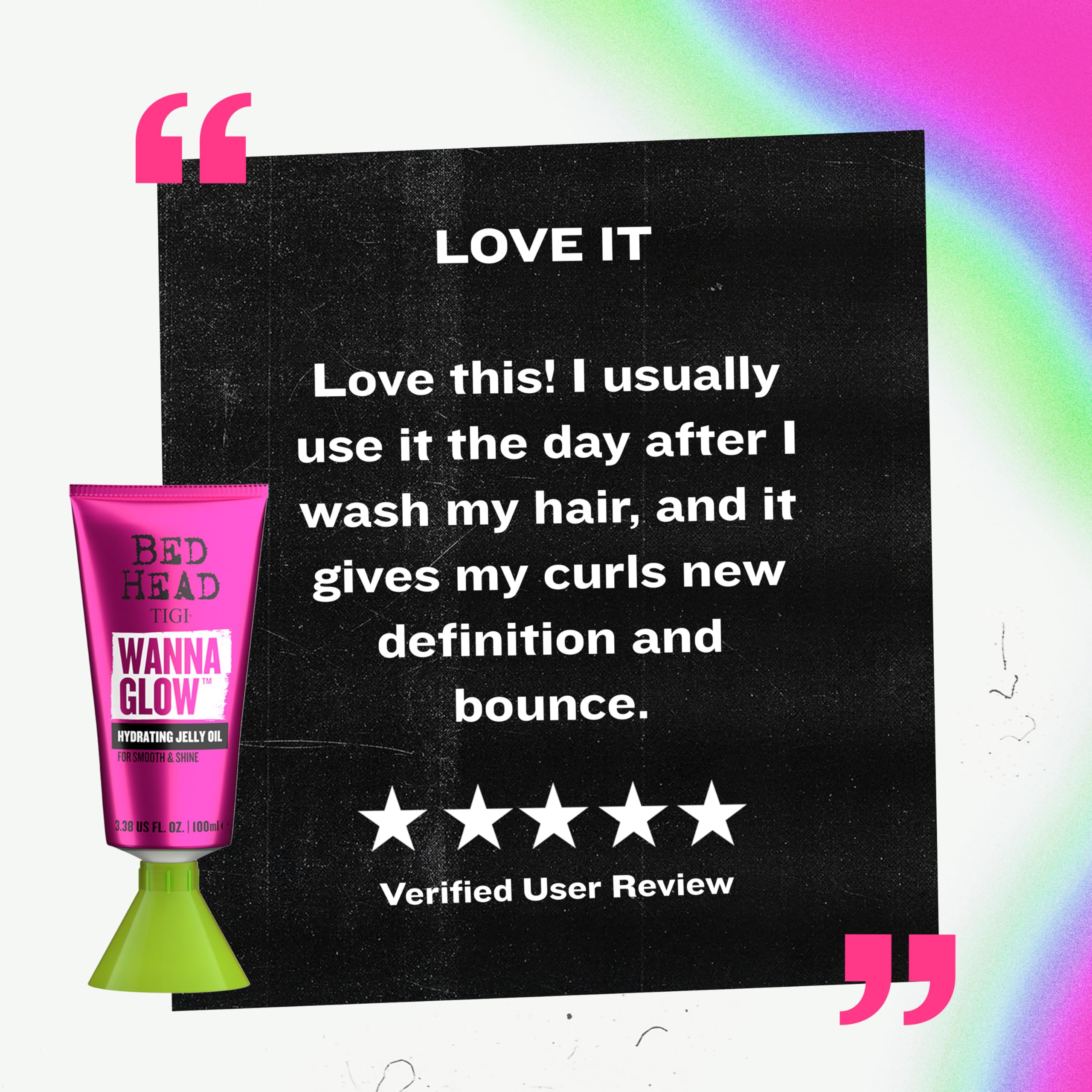 TIGI Bed Head Wanna Glow hydratation profonde pour cheveux éclatants.