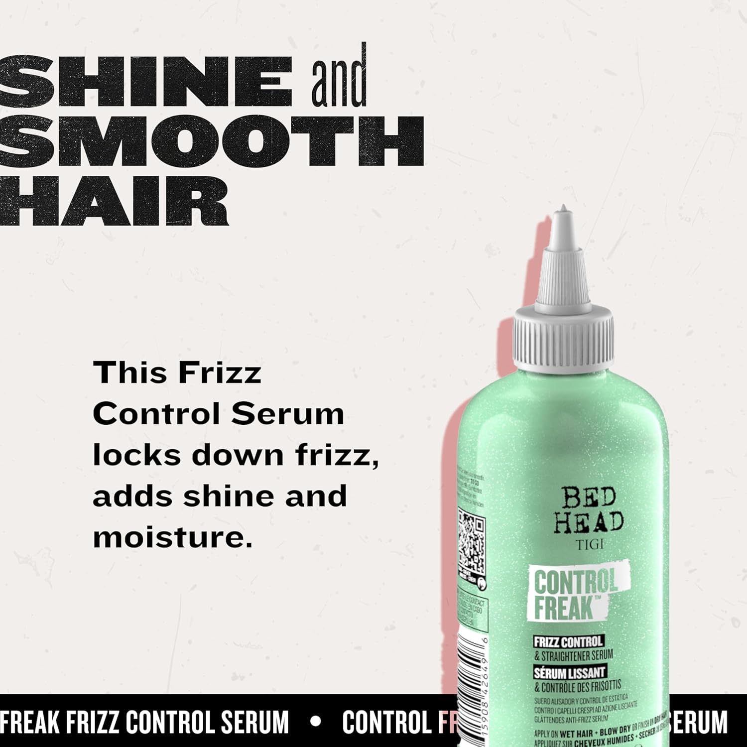 Cheveux frisés domptés grâce au Control Freak, boucles définies et maîtrise.